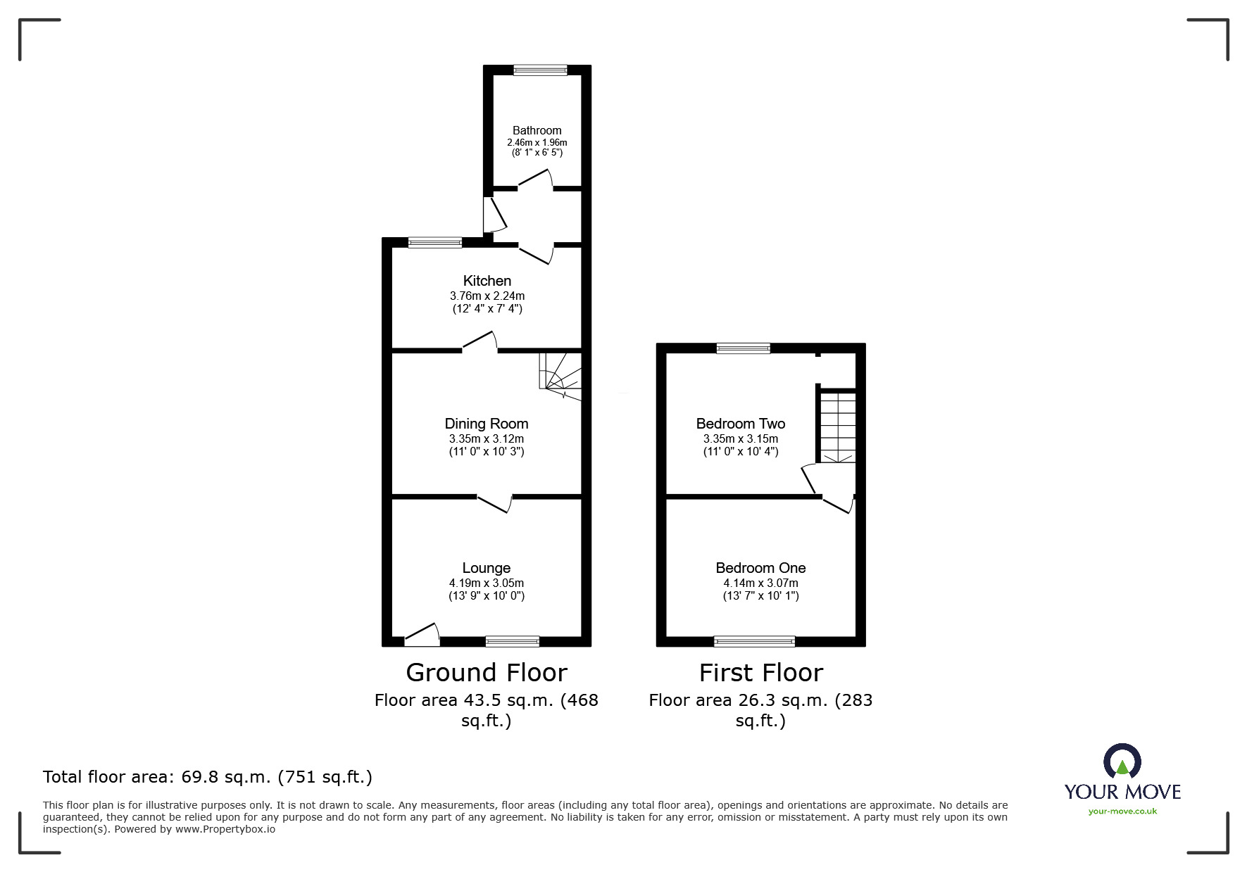 Floorplan of 2 bedroom Semi Detached House for sale, Swadlincote Road, Woodville, Derbyshire, DE11