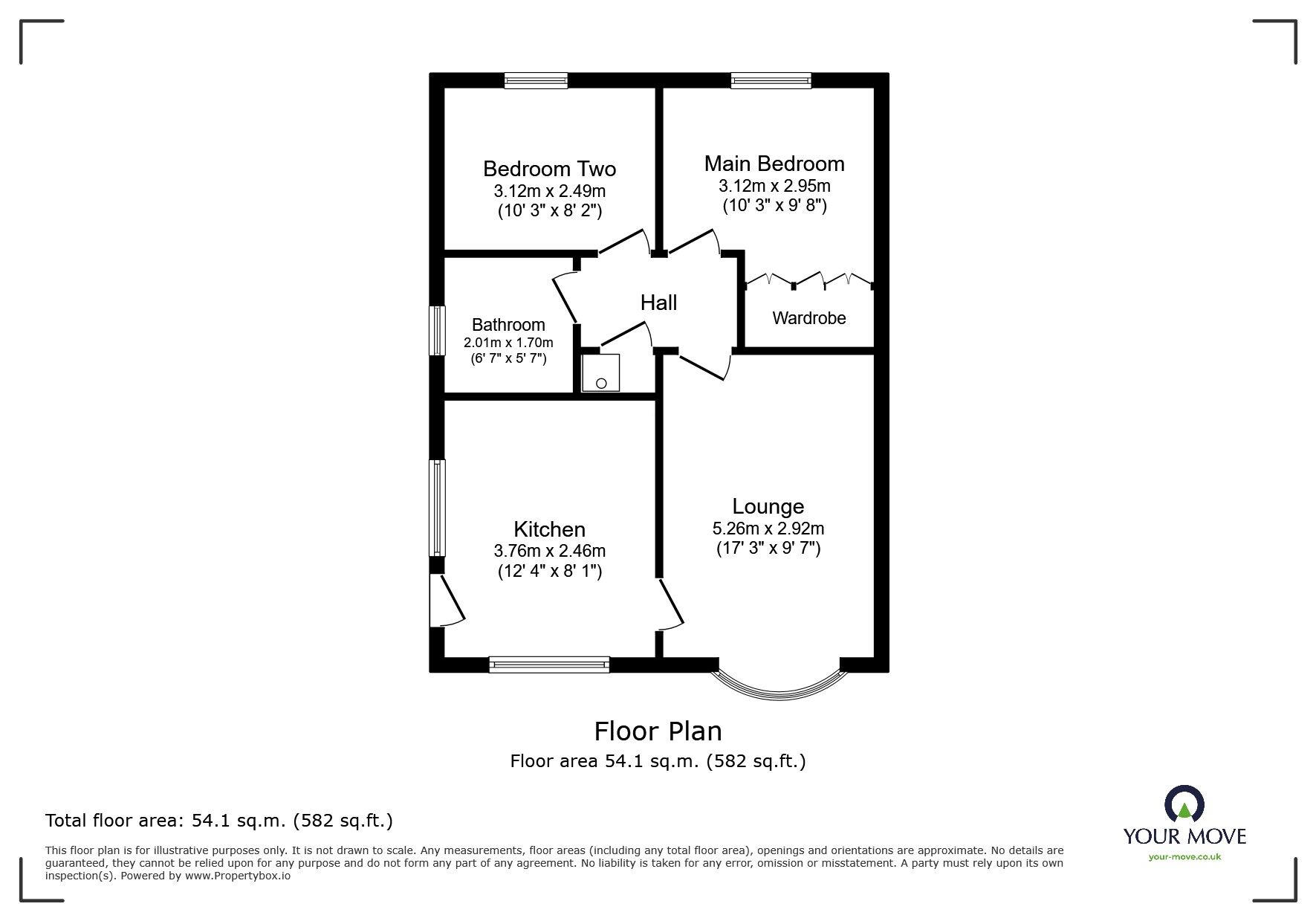 Floorplan of 2 bedroom Semi Detached Bungalow for sale, Wren Close, Woodville, Derbyshire, DE11