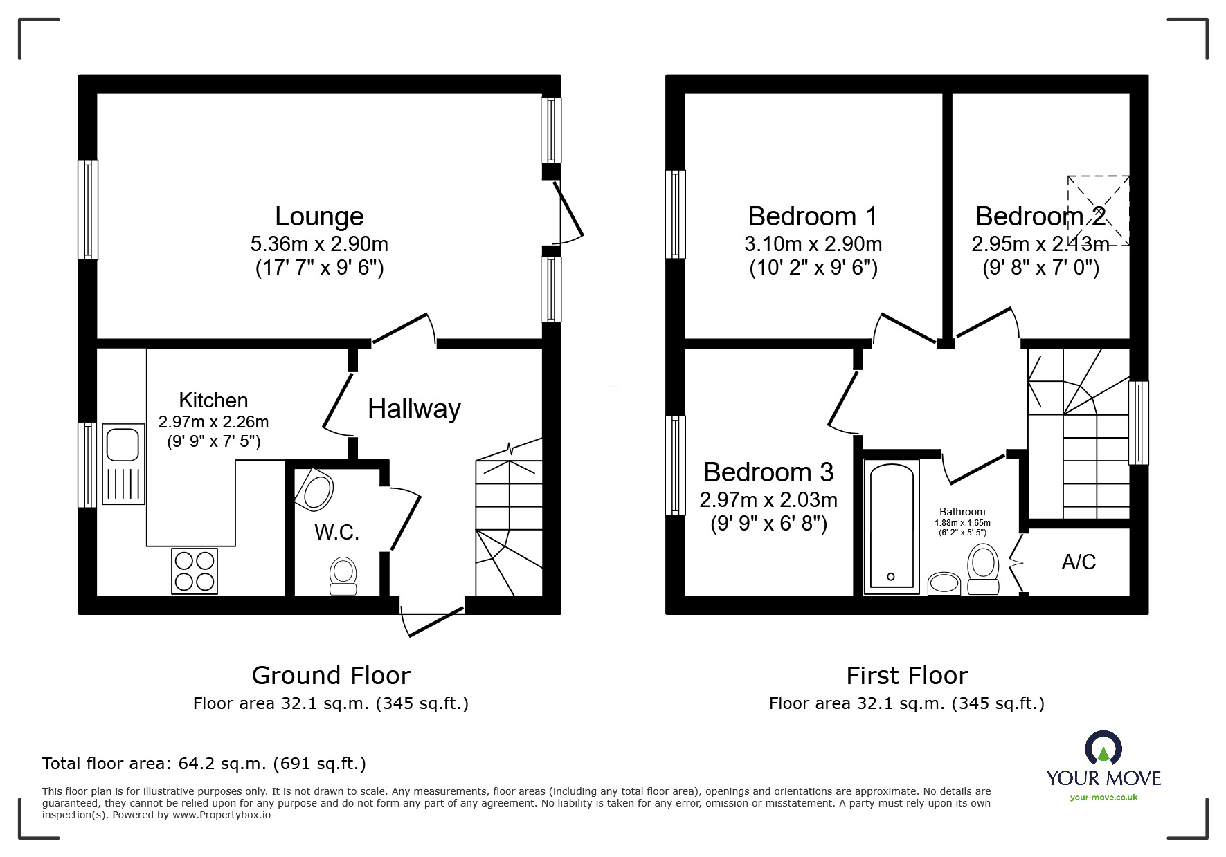 Floorplan of 3 bedroom Detached House for sale, Baker Street, Swadlincote, Derbyshire, DE11