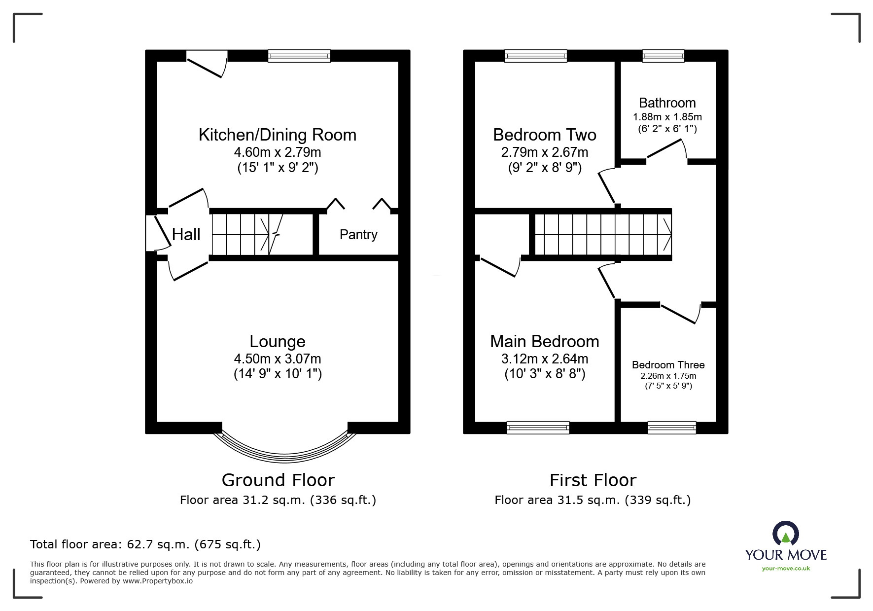 Floorplan of 3 bedroom Semi Detached House for sale, The Pastures, Newhall, Derbyshire, DE11