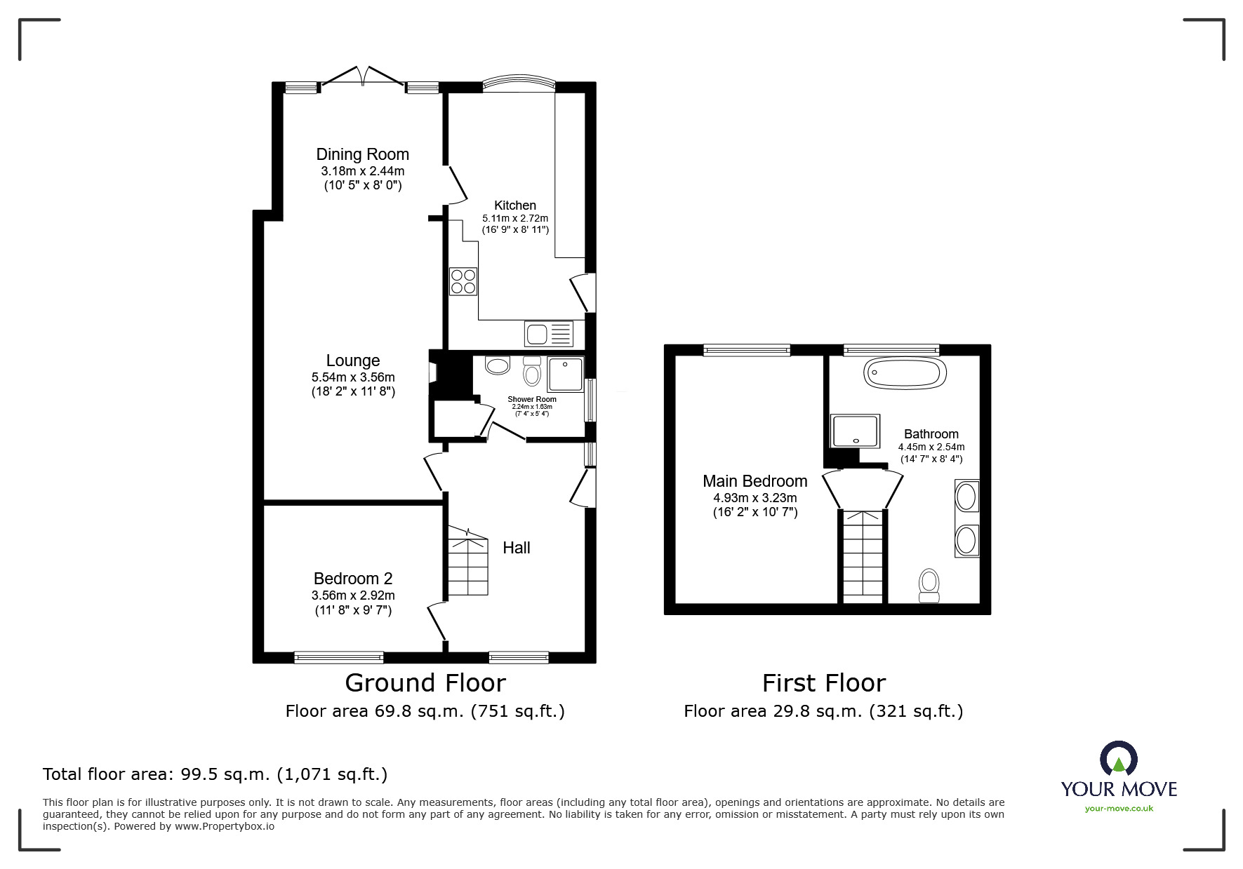 Floorplan of 2 bedroom Semi Detached House for sale, Renshaw Drive, Newhall, Derbyshire, DE11