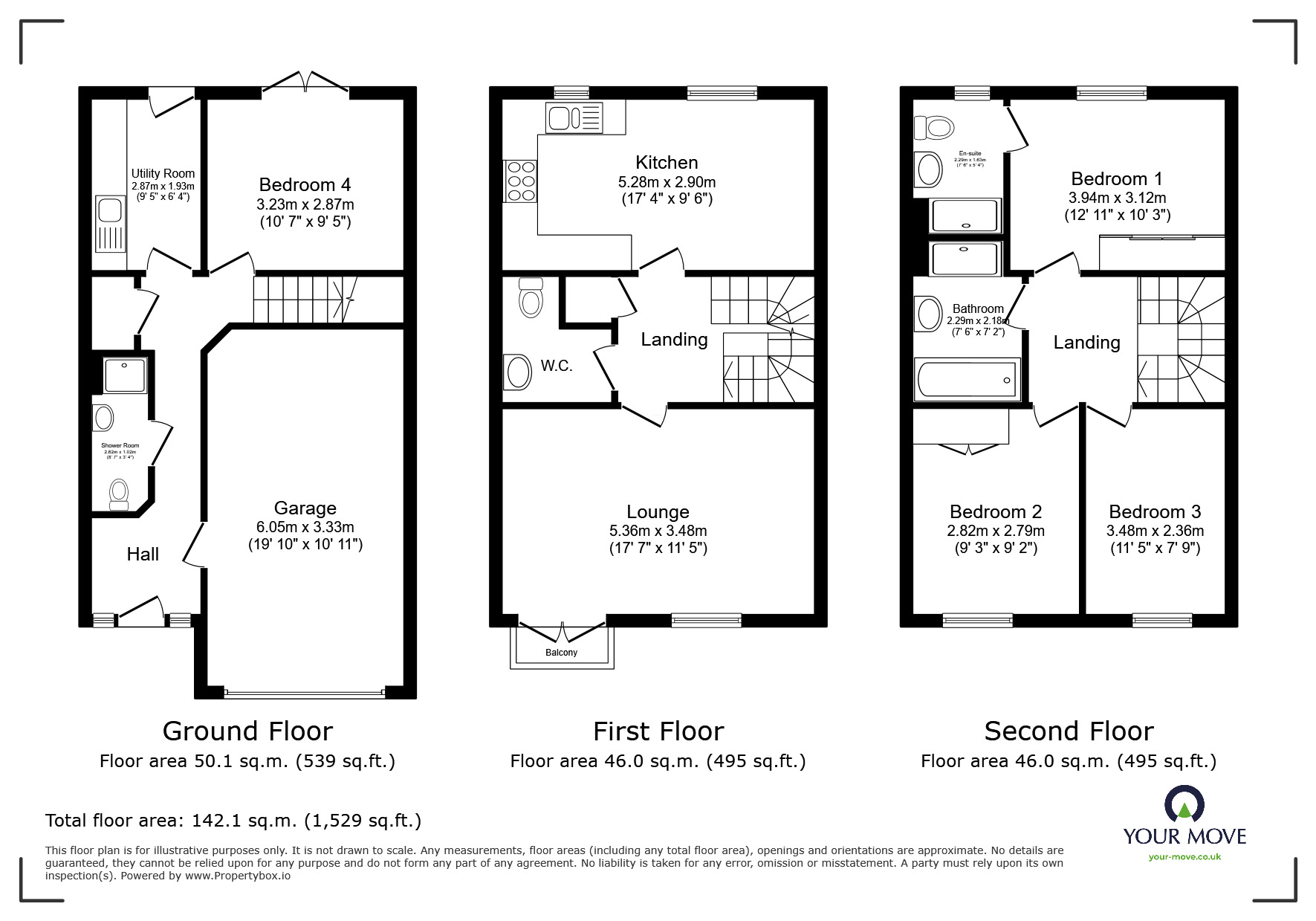 Floorplan of 4 bedroom Mid Terrace House for sale, Hewer Drive, Castle Gresley, Derbyshire, DE11