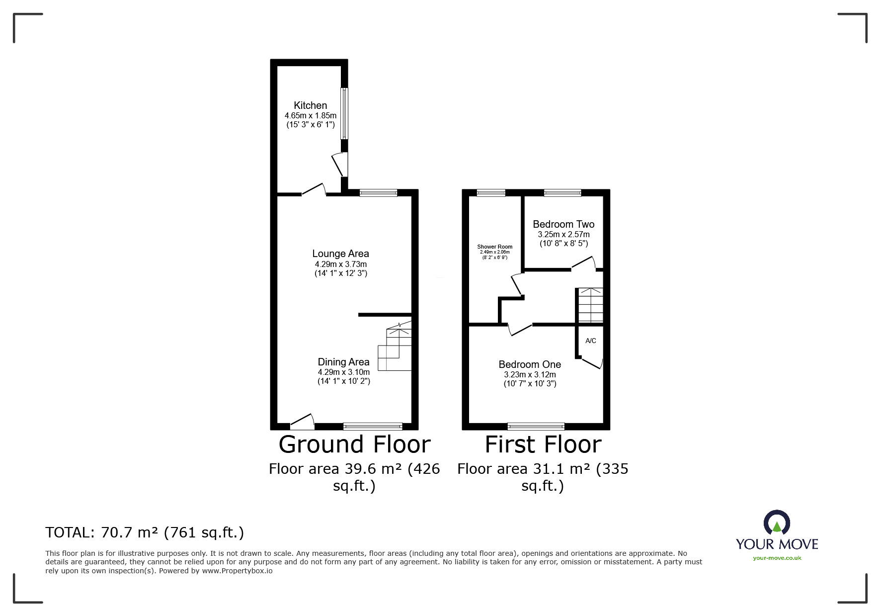 Floorplan of 2 bedroom End Terrace House for sale, School Street, Church Gresley, Derbyshire, DE11