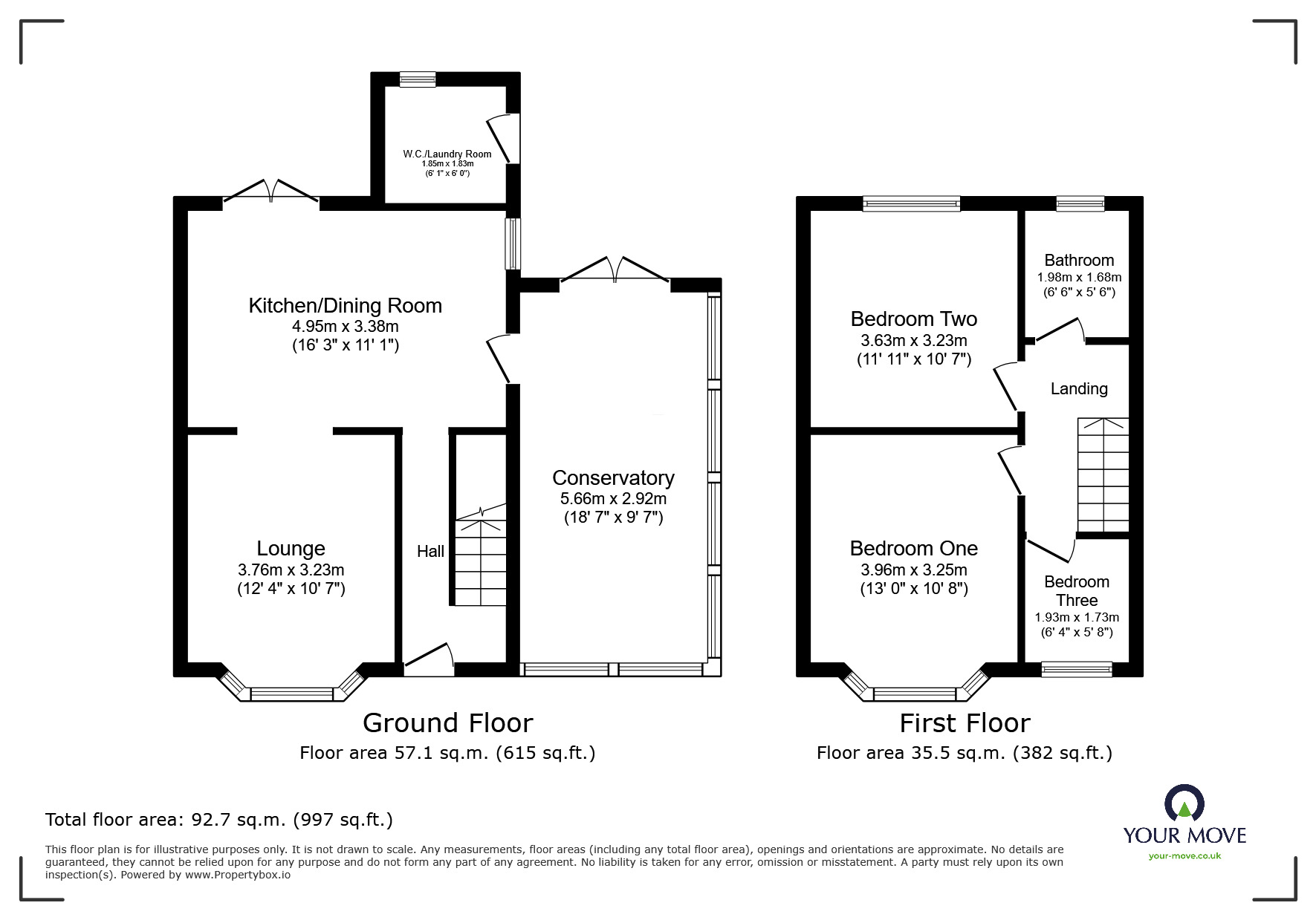 Floorplan of 3 bedroom Semi Detached House for sale, Wood Lane, Newhall, Derbyshire, DE11