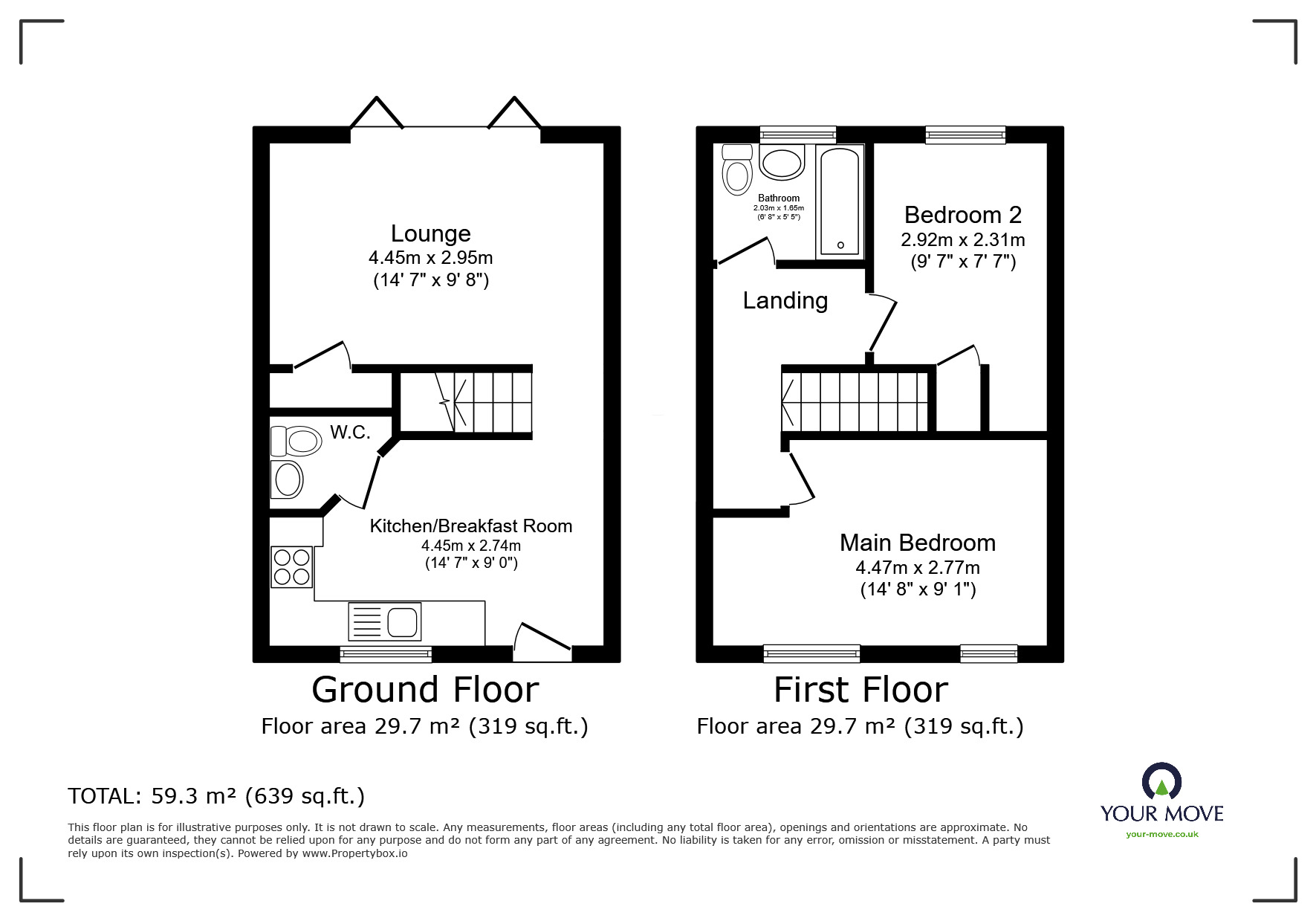 Floorplan of 2 bedroom Semi Detached House for sale, Coral Lane, Newhall, Derbyshire, DE11