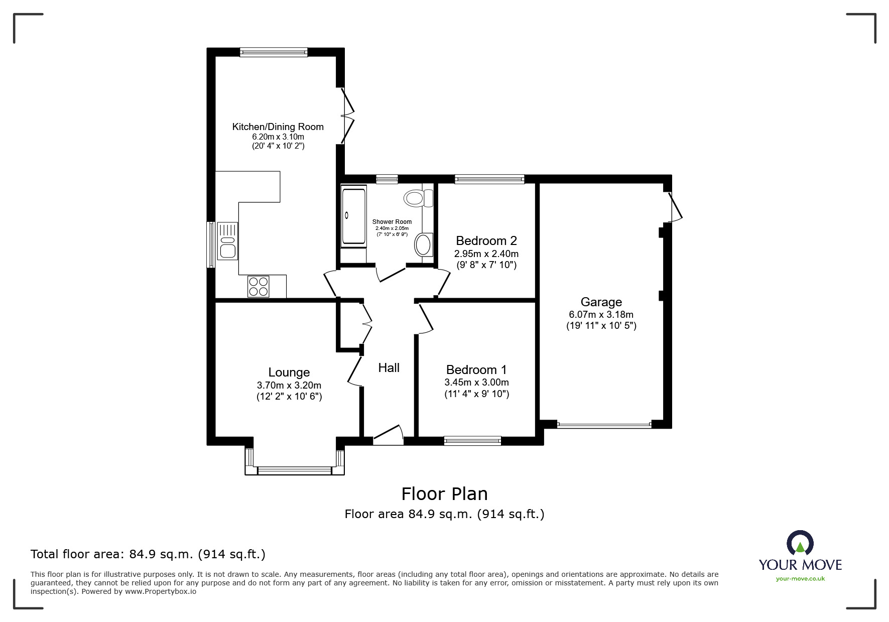 Floorplan of 2 bedroom Detached Bungalow for sale, Shelley Road, Swadlincote, Derbyshire, DE11