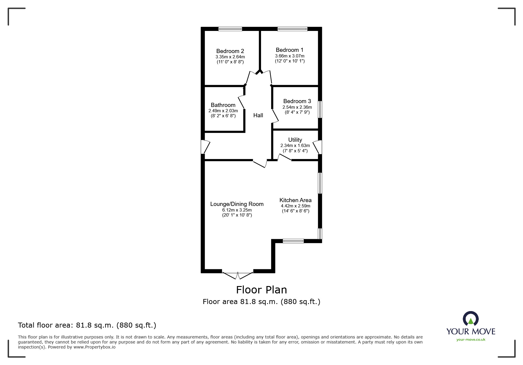 Floorplan of 3 bedroom Detached Bungalow for sale, Burton Road, Midway, Derbyshire, DE11