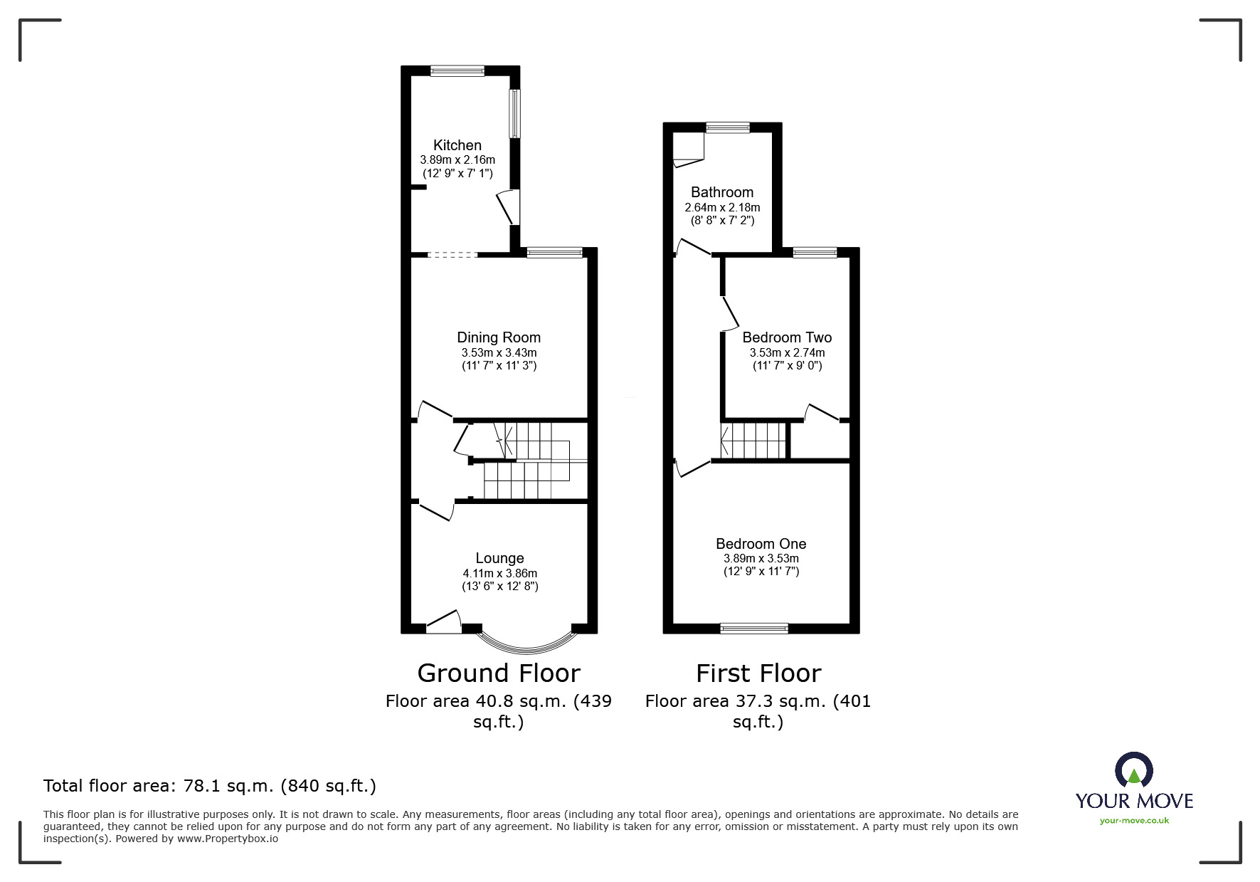 Floorplan of 2 bedroom Semi Detached House for sale, Belvedere Road, Woodville, Derbyshire, DE11