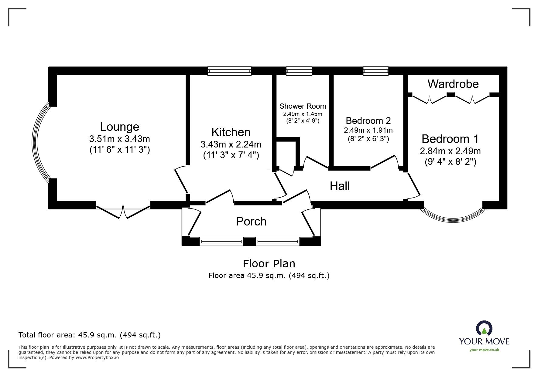 Floorplan of 2 bedroom Detached Property for sale, Greenacre Park, Coton-in-the-Elms, Derbyshire, DE12