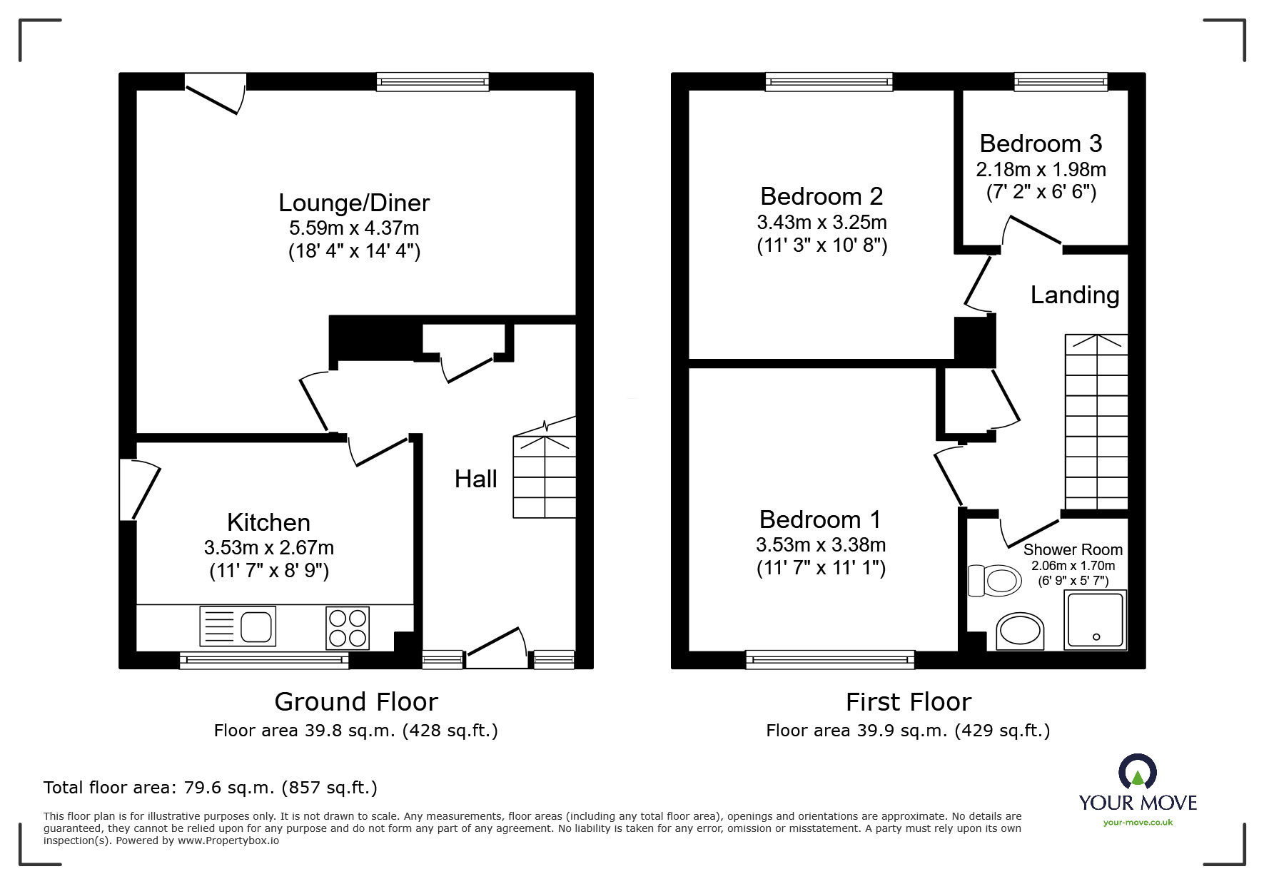 Floorplan of 3 bedroom Semi Detached House for sale, Park Close, Linton, Derbyshire, DE12