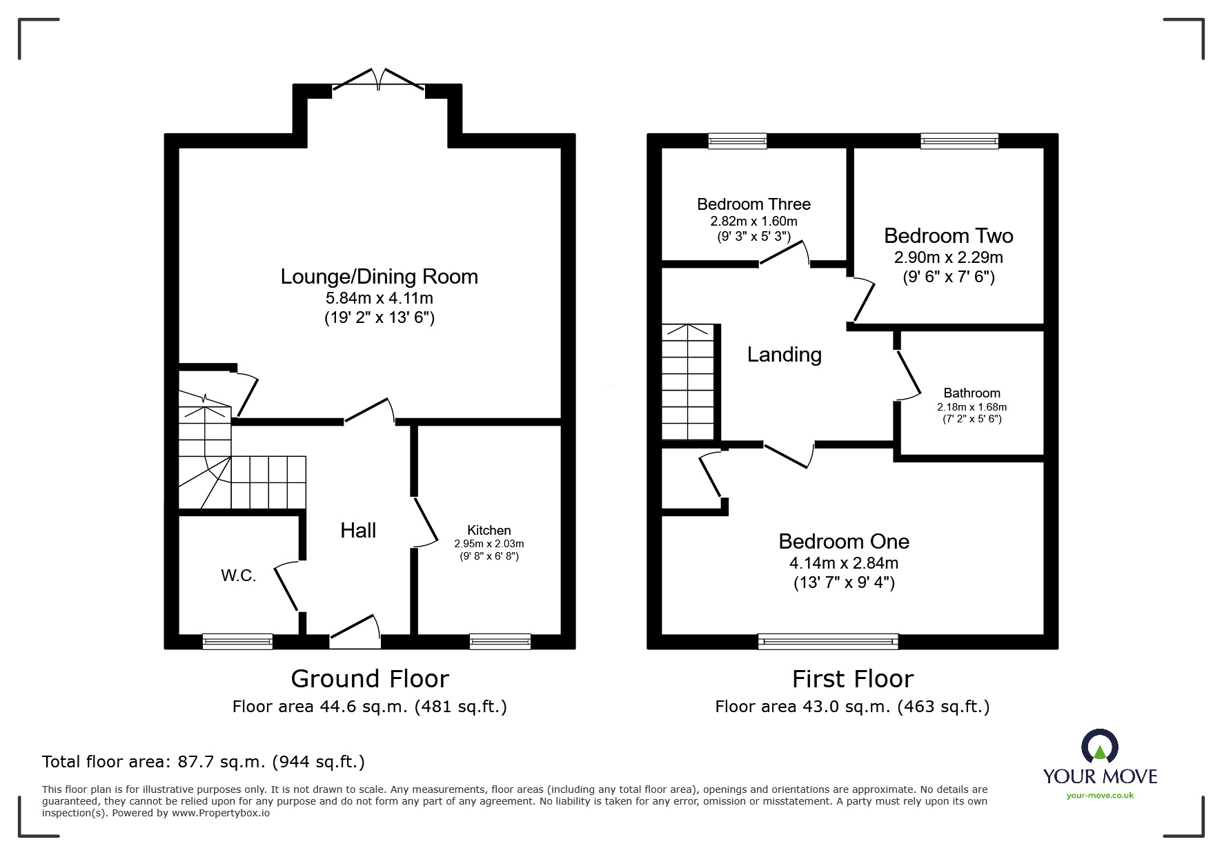 Floorplan of 3 bedroom Semi Detached House for sale, Suffolk Way, Church Gresley, Derbyshire, DE11