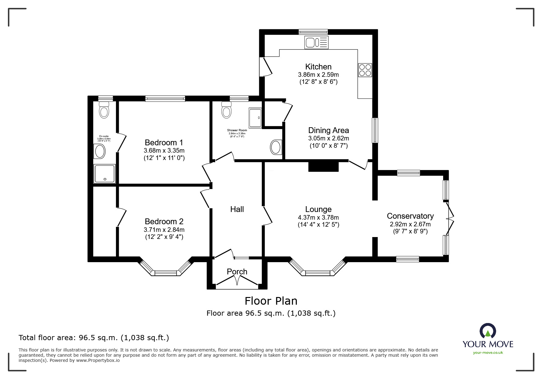 Floorplan of 2 bedroom Detached Bungalow for sale, Pear Tree Avenue, Newhall, Derbyshire, DE11