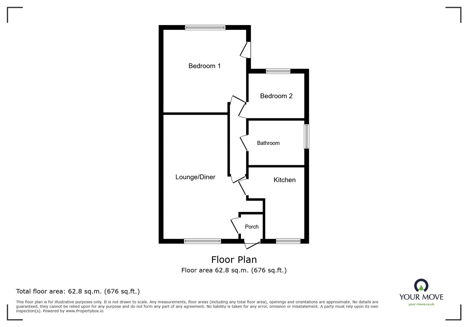 Floorplan of 2 bedroom Semi Detached Bungalow to rent, Walton Close, Swadlincote, Derbyshire, DE11