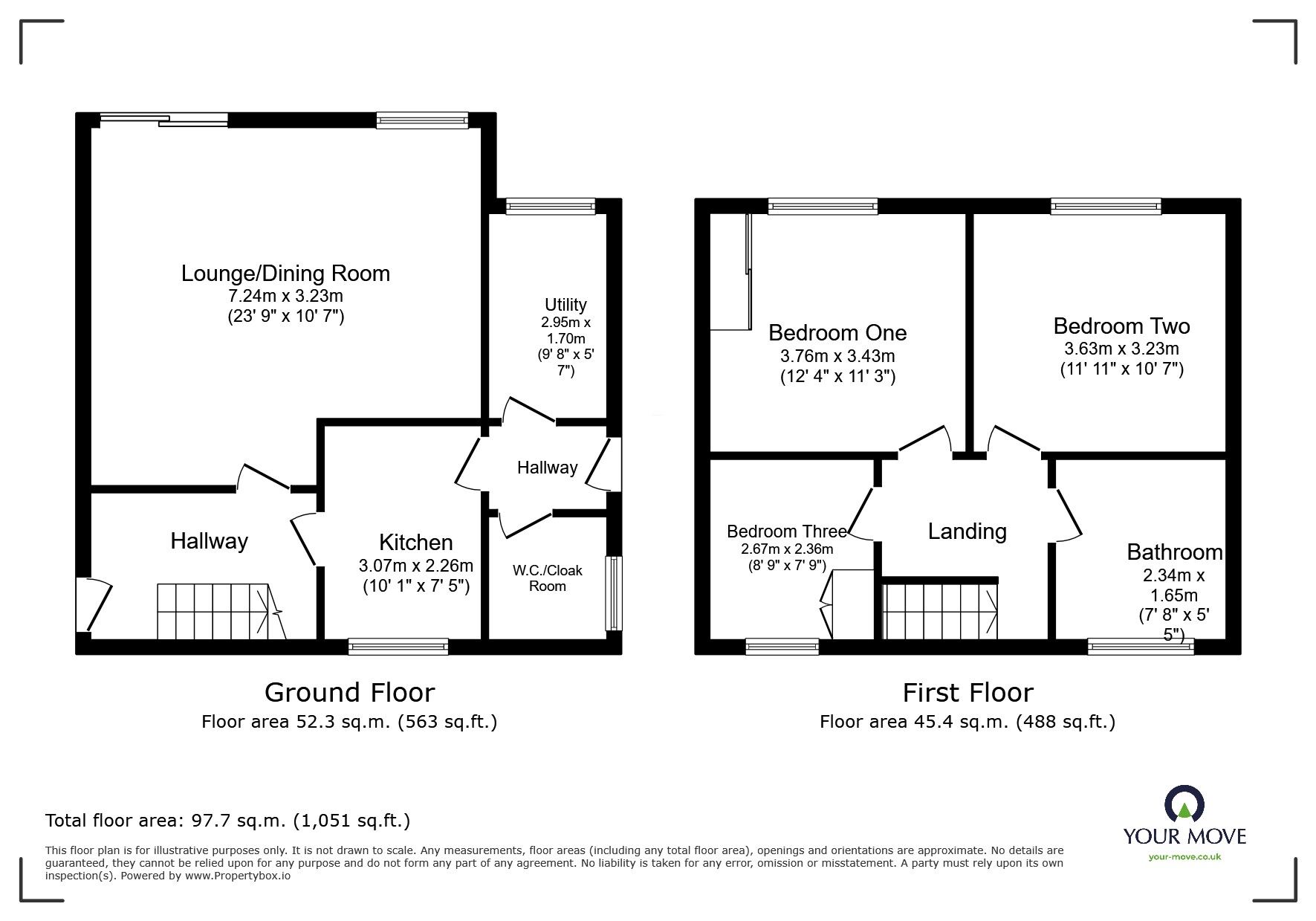 Floorplan of 3 bedroom Semi Detached House for sale, Brookdale Road, Hartshorne, Derbyshire, DE11