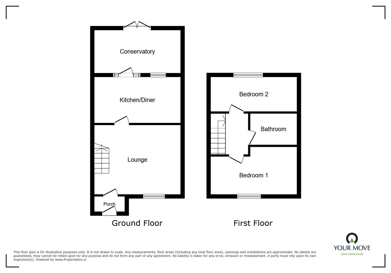 Floorplan of 2 bedroom Mid Terrace House to rent, Fairfield Crescent, Newhall, Derbyshire, DE11