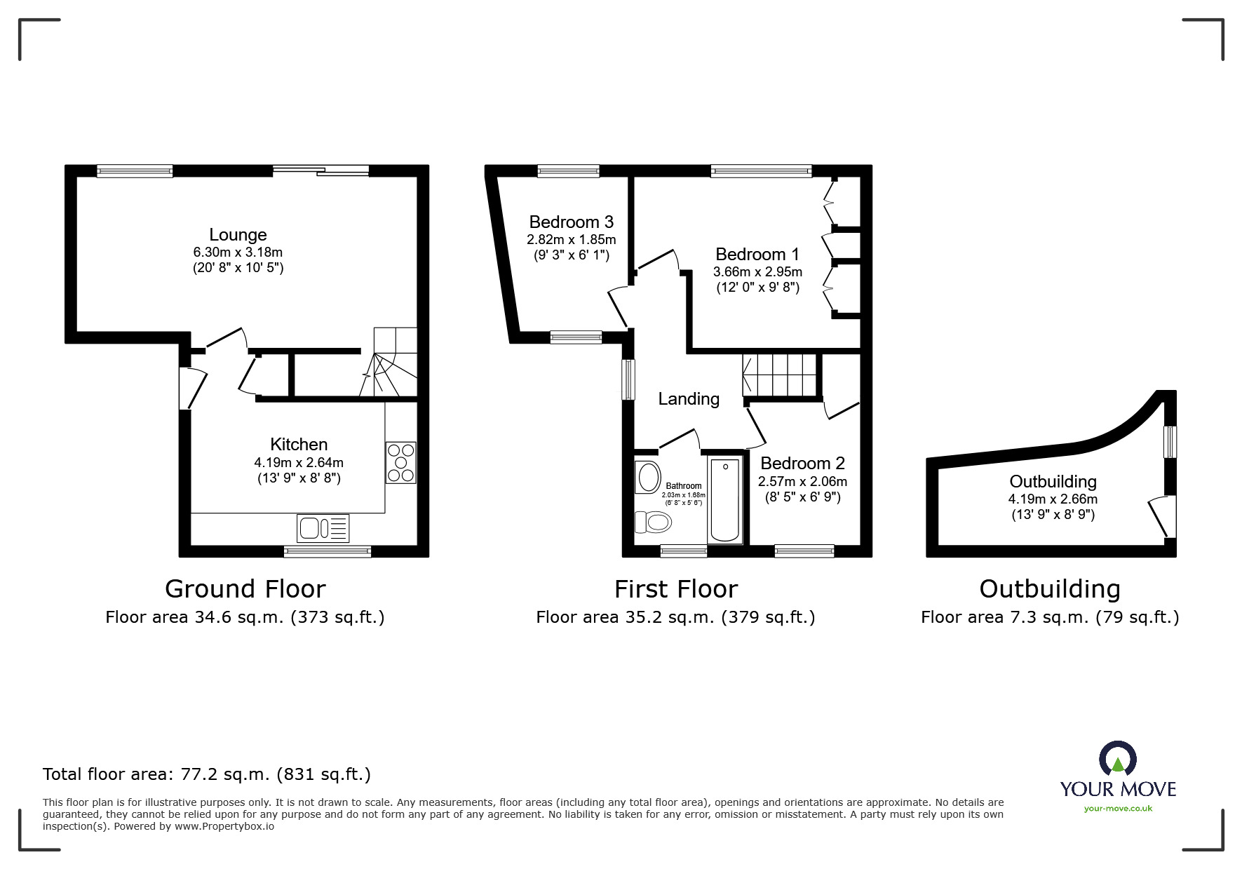 Floorplan of 3 bedroom Detached House for sale, Sunnyside, Newhall, Derbyshire, DE11