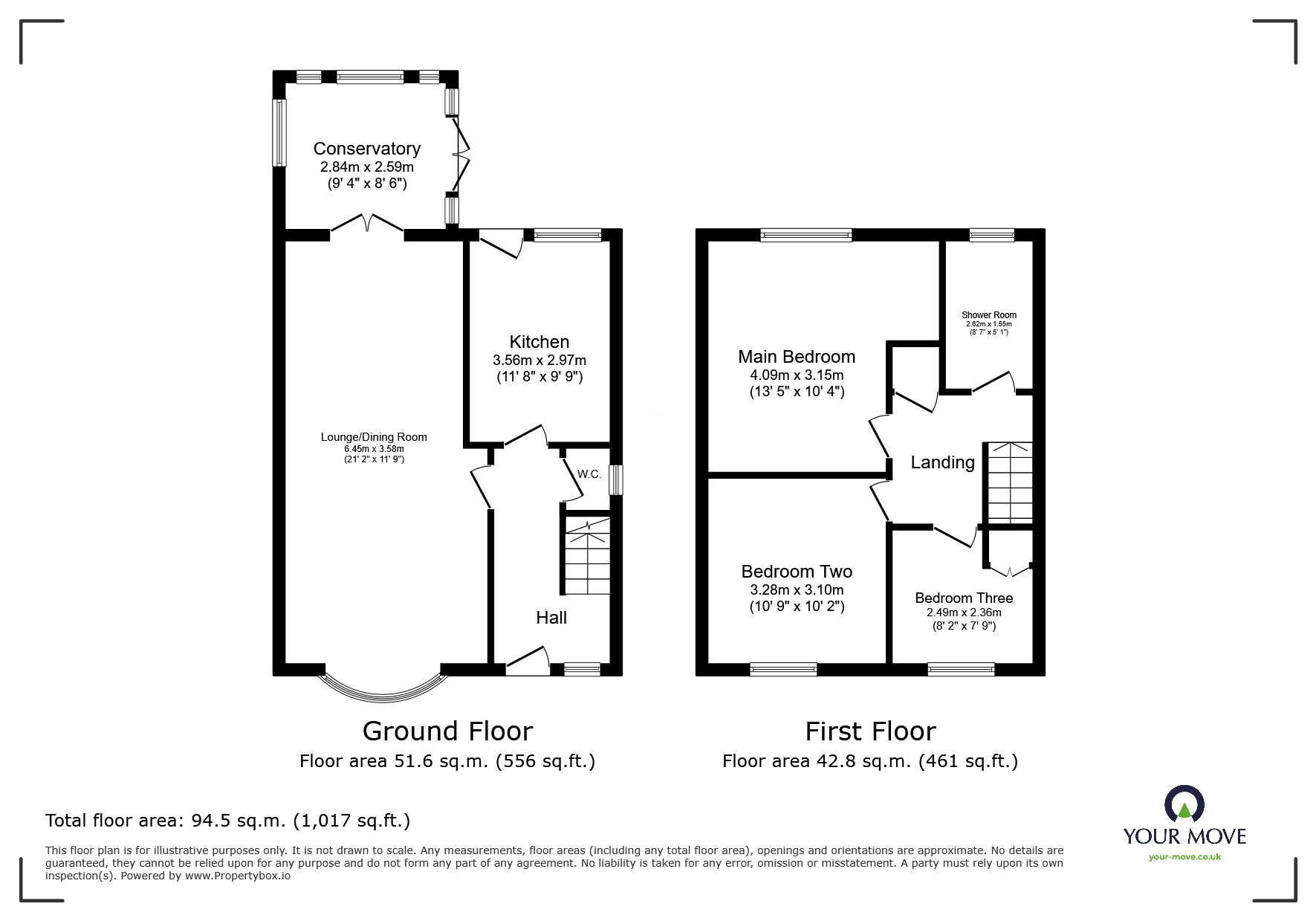 Floorplan of 3 bedroom End Terrace House for sale, Valley Road, Overseal, Derbyshire, DE12