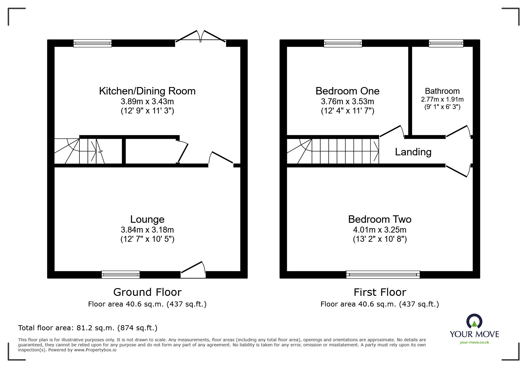 Floorplan of 2 bedroom Semi Detached House for sale, Oxford Street, Church Gresley, Derbyshire, DE11