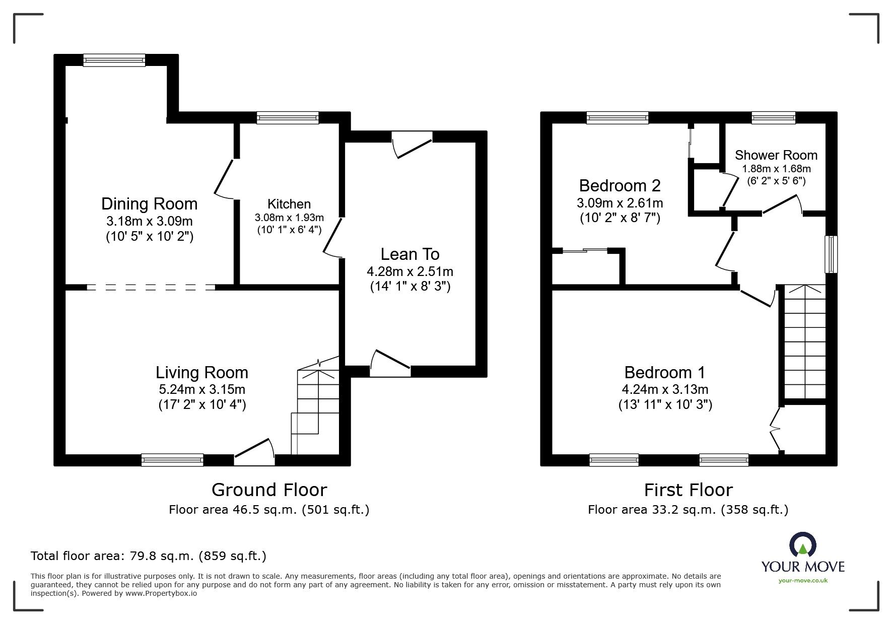 Floorplan of 2 bedroom Semi Detached House for sale, Warwick Close, Midway, Derbyshire, DE11