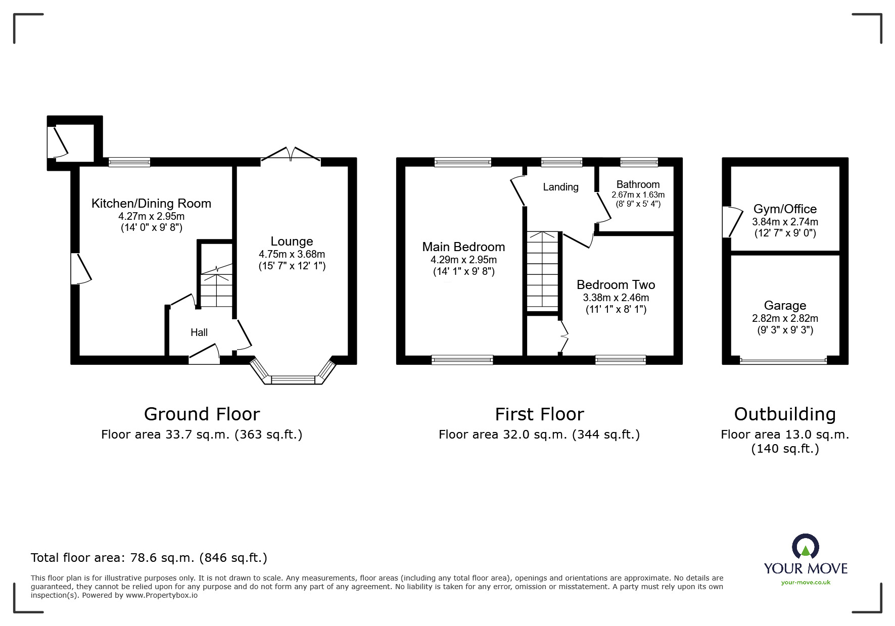 Floorplan of 2 bedroom Semi Detached House for sale, Bells End Road, Walton-on-Trent, Derbyshire, DE12
