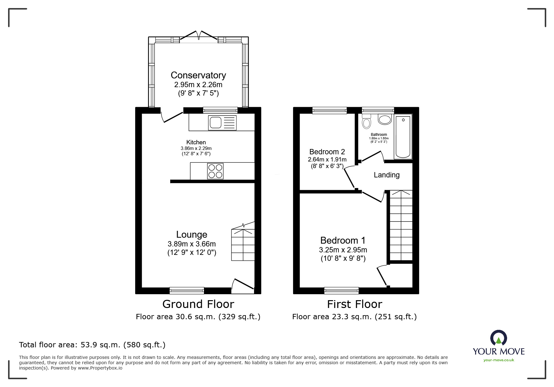Floorplan of 2 bedroom End Terrace House for sale, Robinson Road, Newhall, Derbyshire, DE11