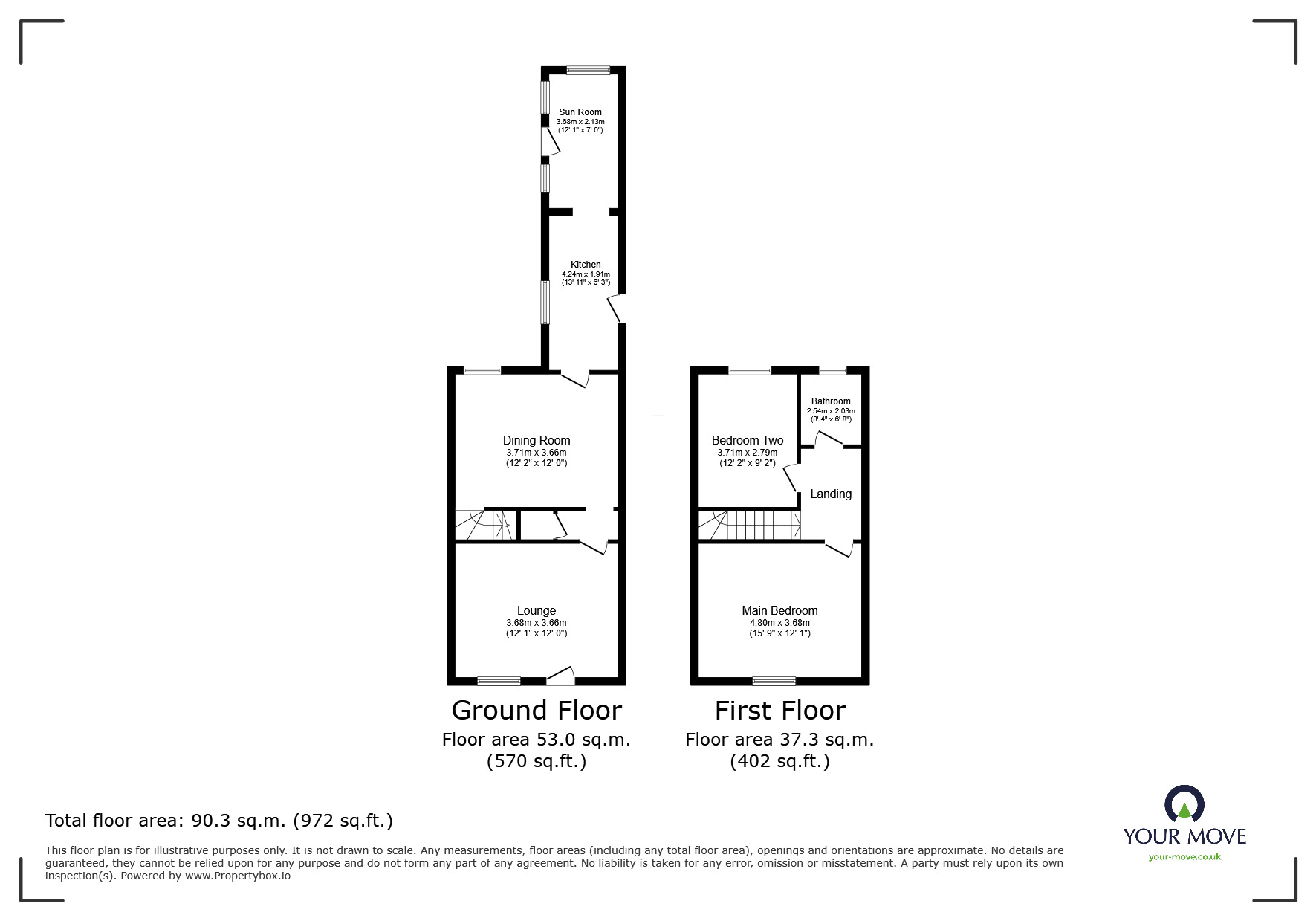 Floorplan of 2 bedroom Mid Terrace House for sale, Wood Street, Church Gresley, Derbyshire, DE11