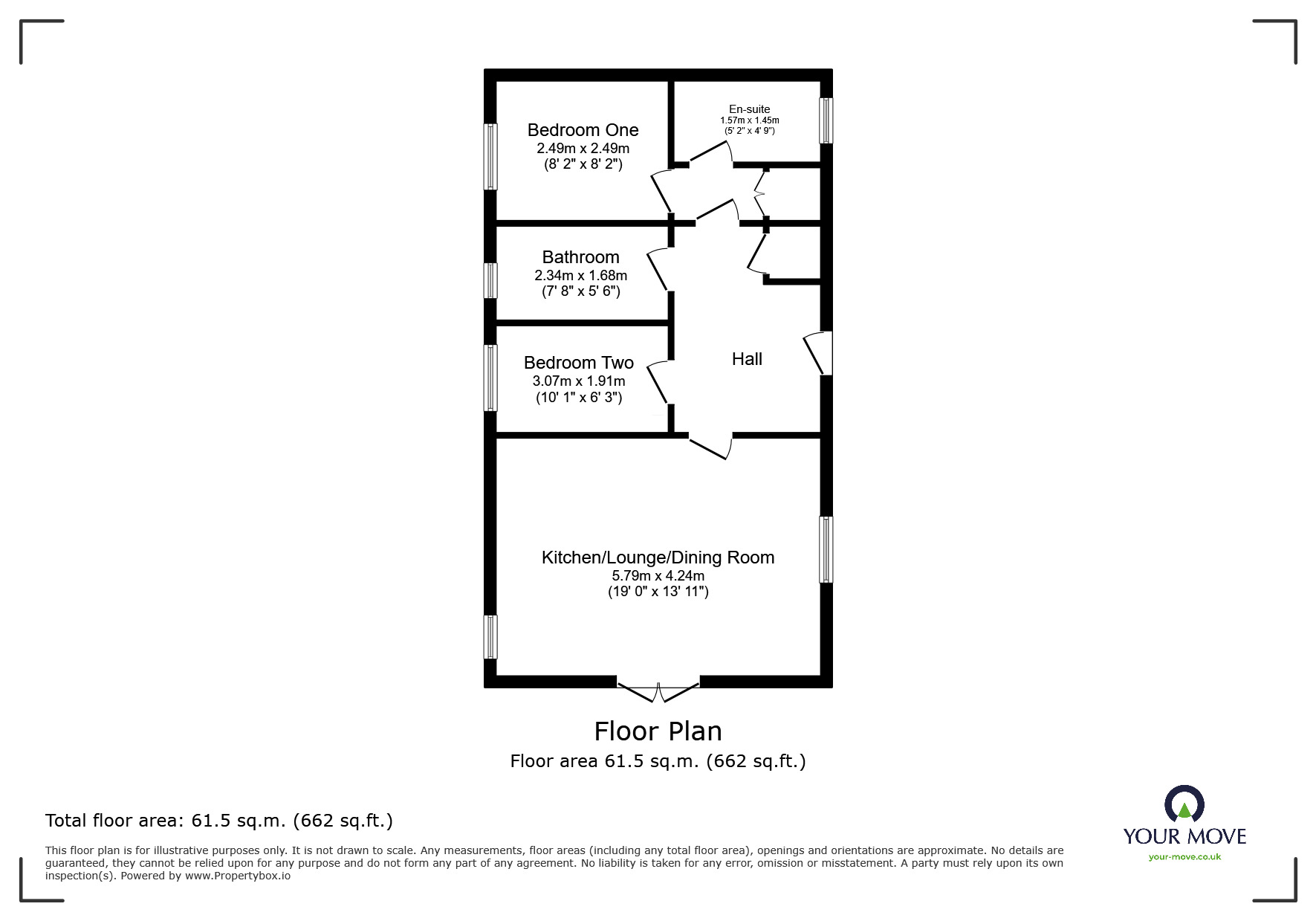Floorplan of 2 bedroom Detached Property for sale, Park Road, Overseal, Derbyshire, DE12