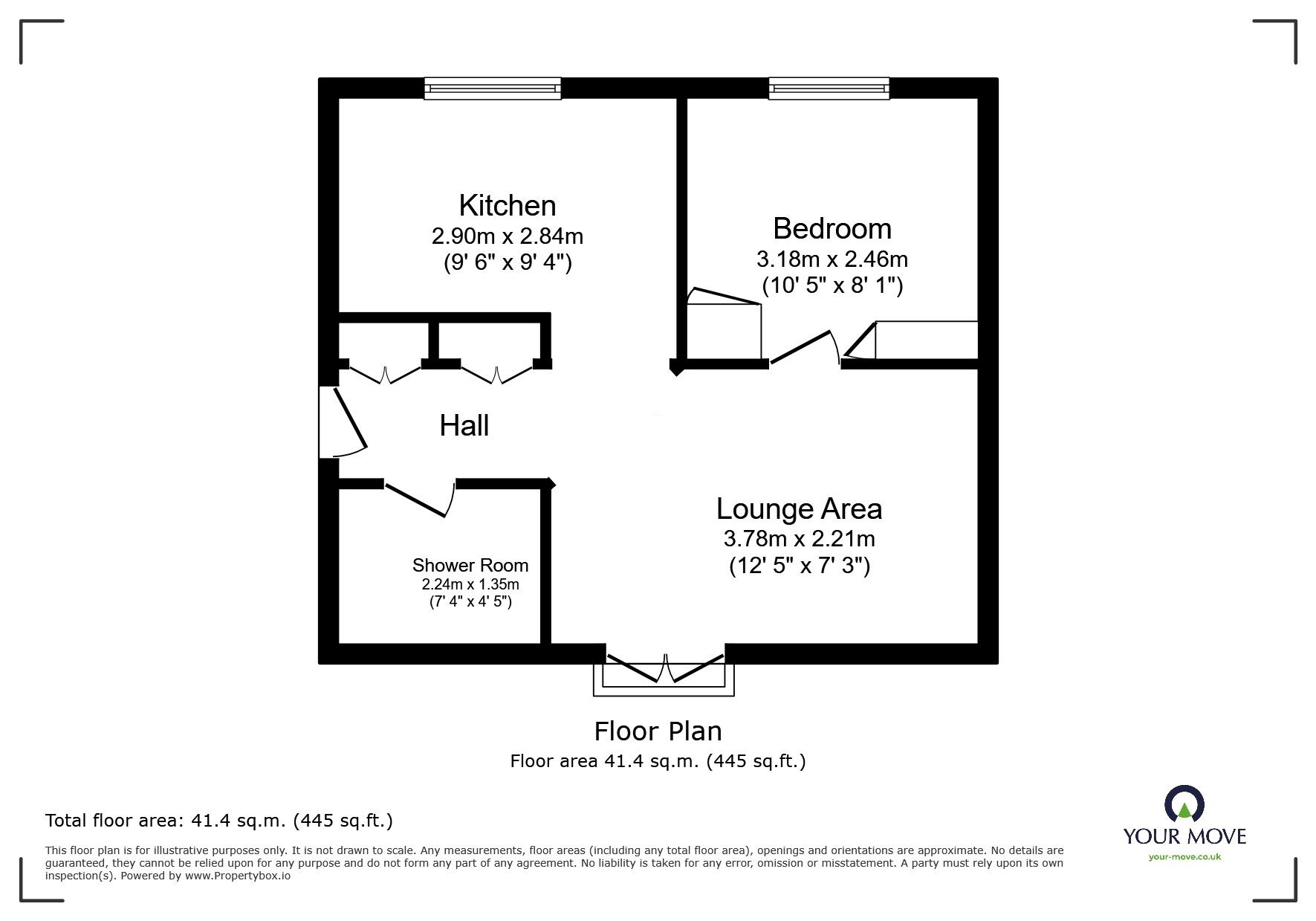 Floorplan of 1 bedroom  Flat for sale, De Montfort Close, Church Gresley, Derbyshire, DE11