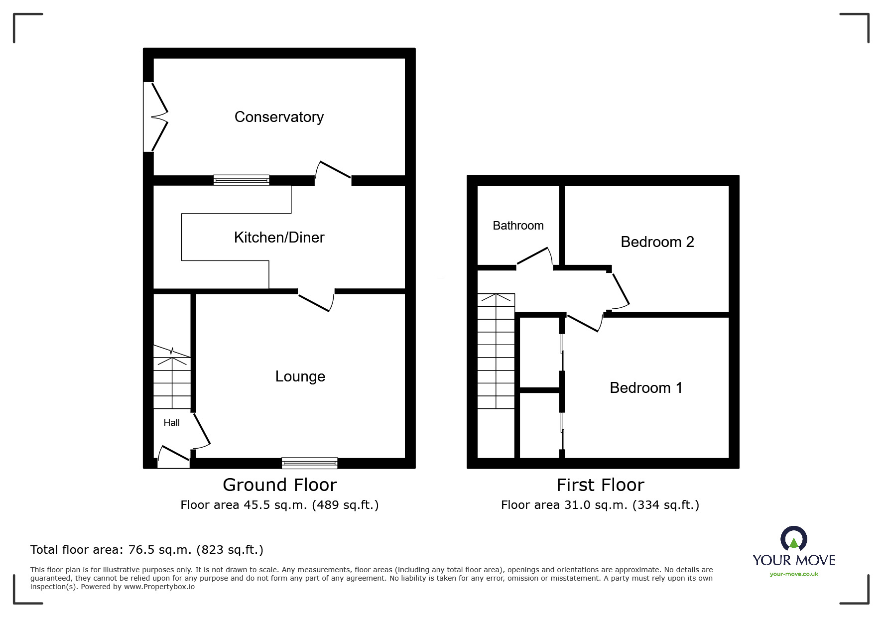Floorplan of 2 bedroom Mid Terrace House to rent, Rowley Close, Swadlincote, Derbyshire, DE11