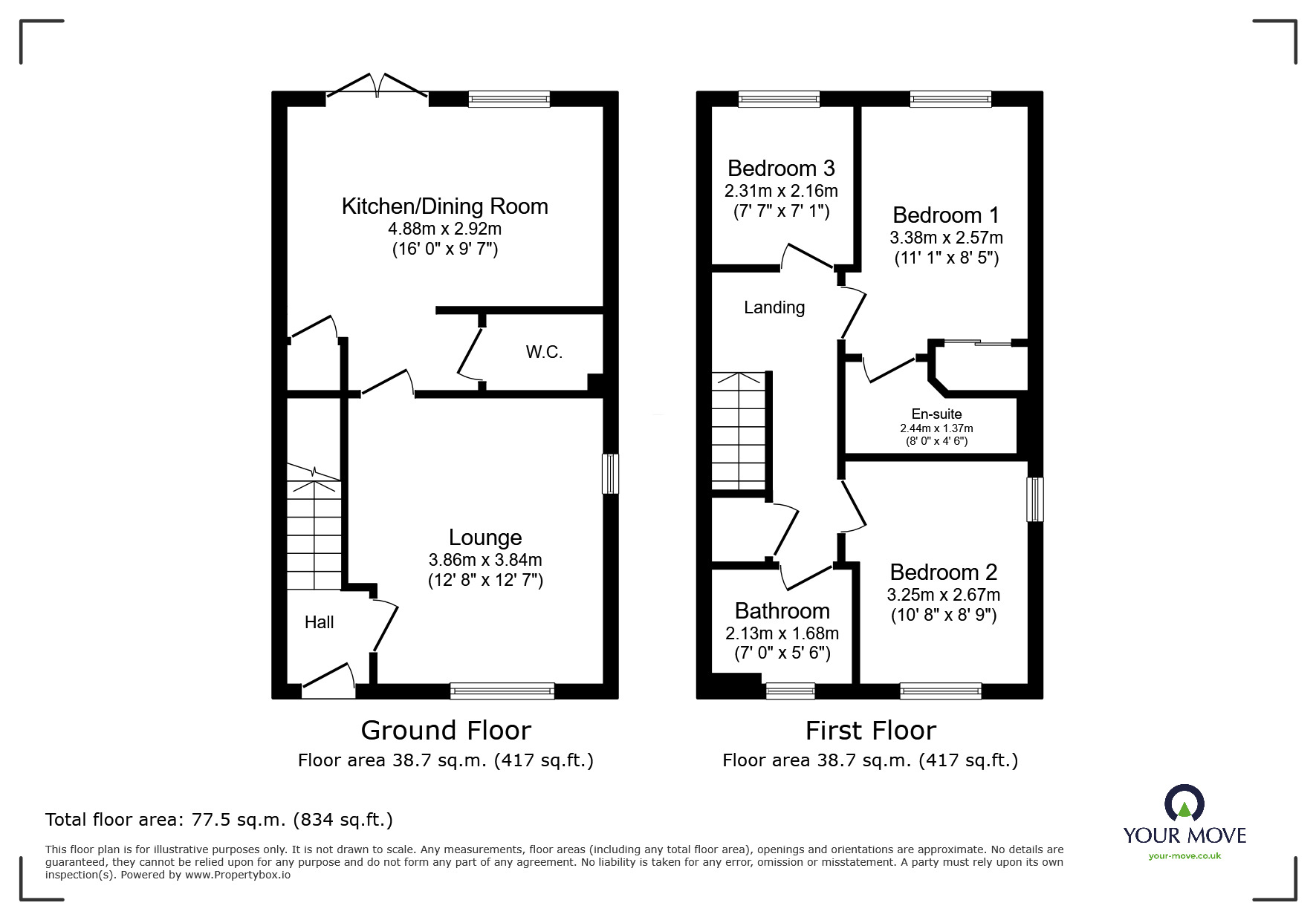 Floorplan of 3 bedroom Detached House for sale, Tithebarn Drive, Overseal, Derbyshire, DE12