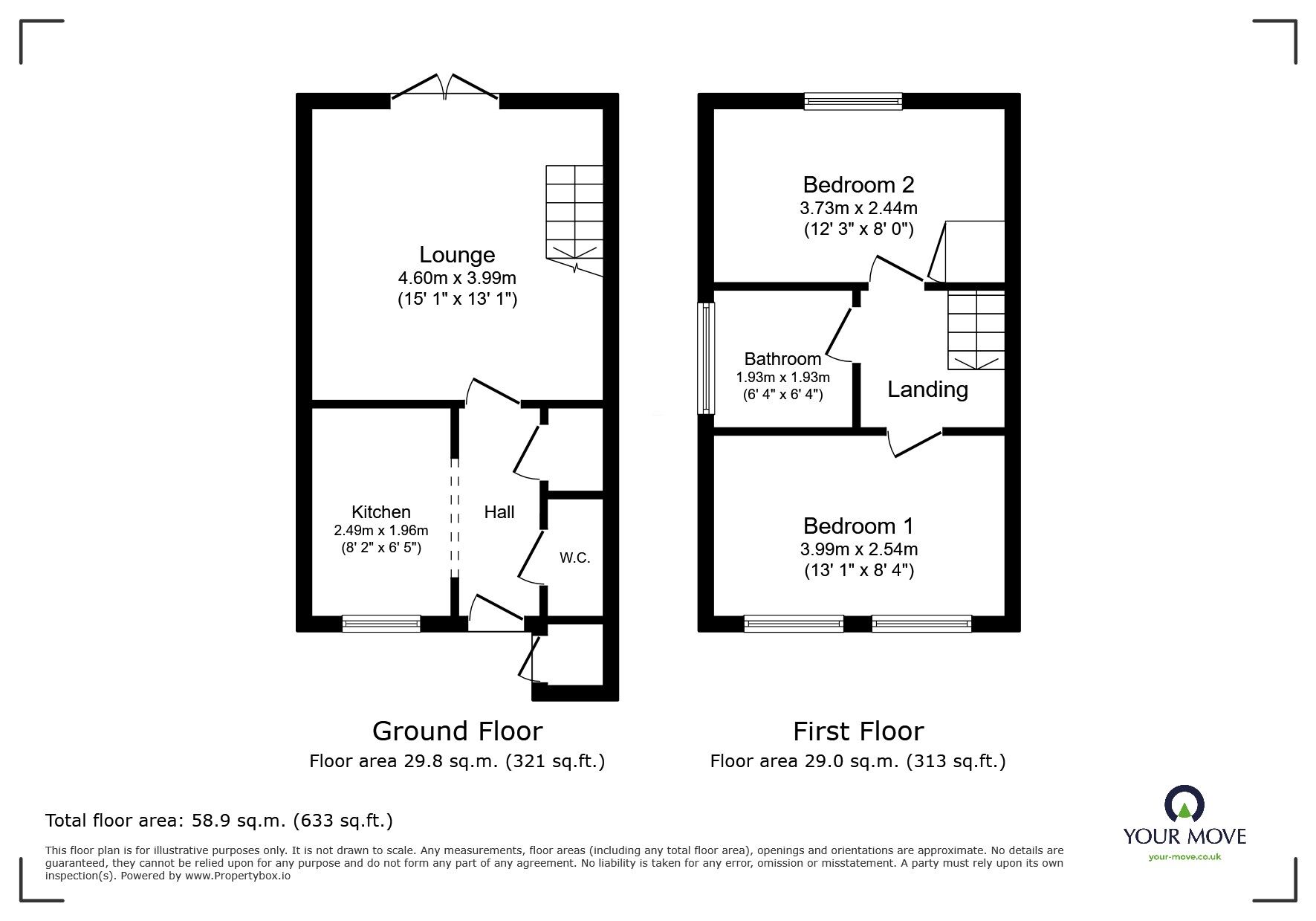 Floorplan of 2 bedroom End Terrace House for sale, Ensor Close, Swadlincote, Derbyshire, DE11
