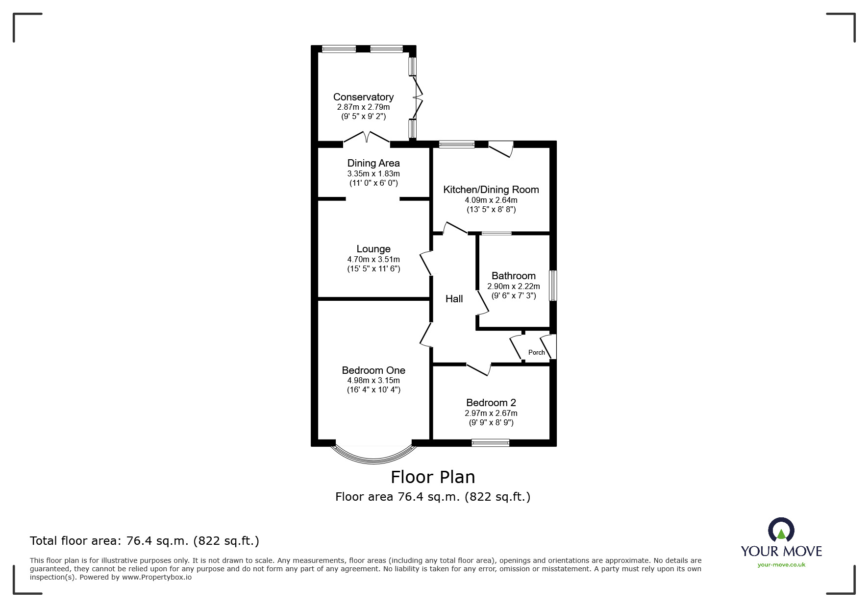 Floorplan of 2 bedroom Semi Detached Bungalow for sale, Pear Tree Avenue, Newhall, Swadlincote, DE11