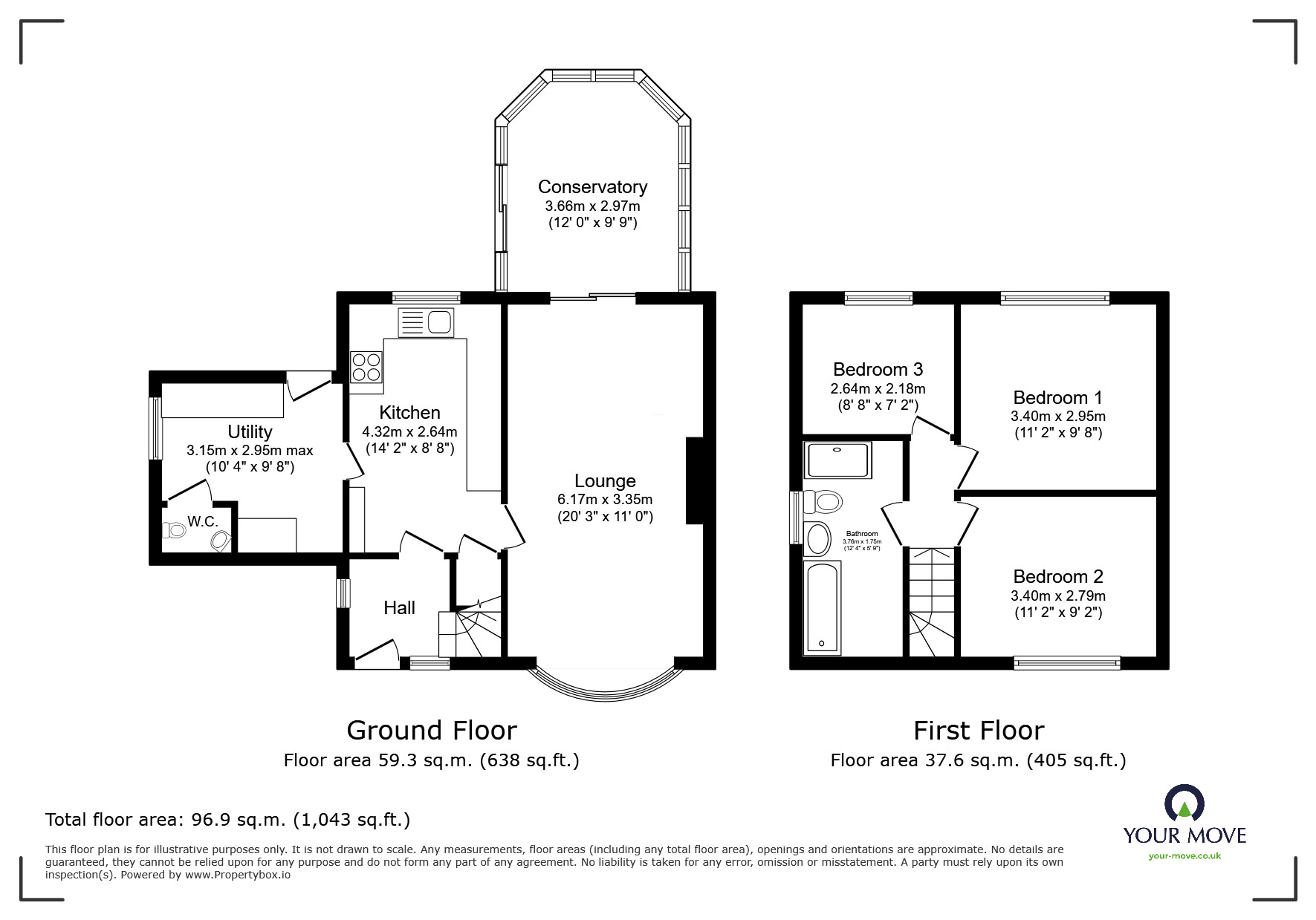Floorplan of 3 bedroom Semi Detached House for sale, Wordsworth Way, Measham, Leicestershire, DE12