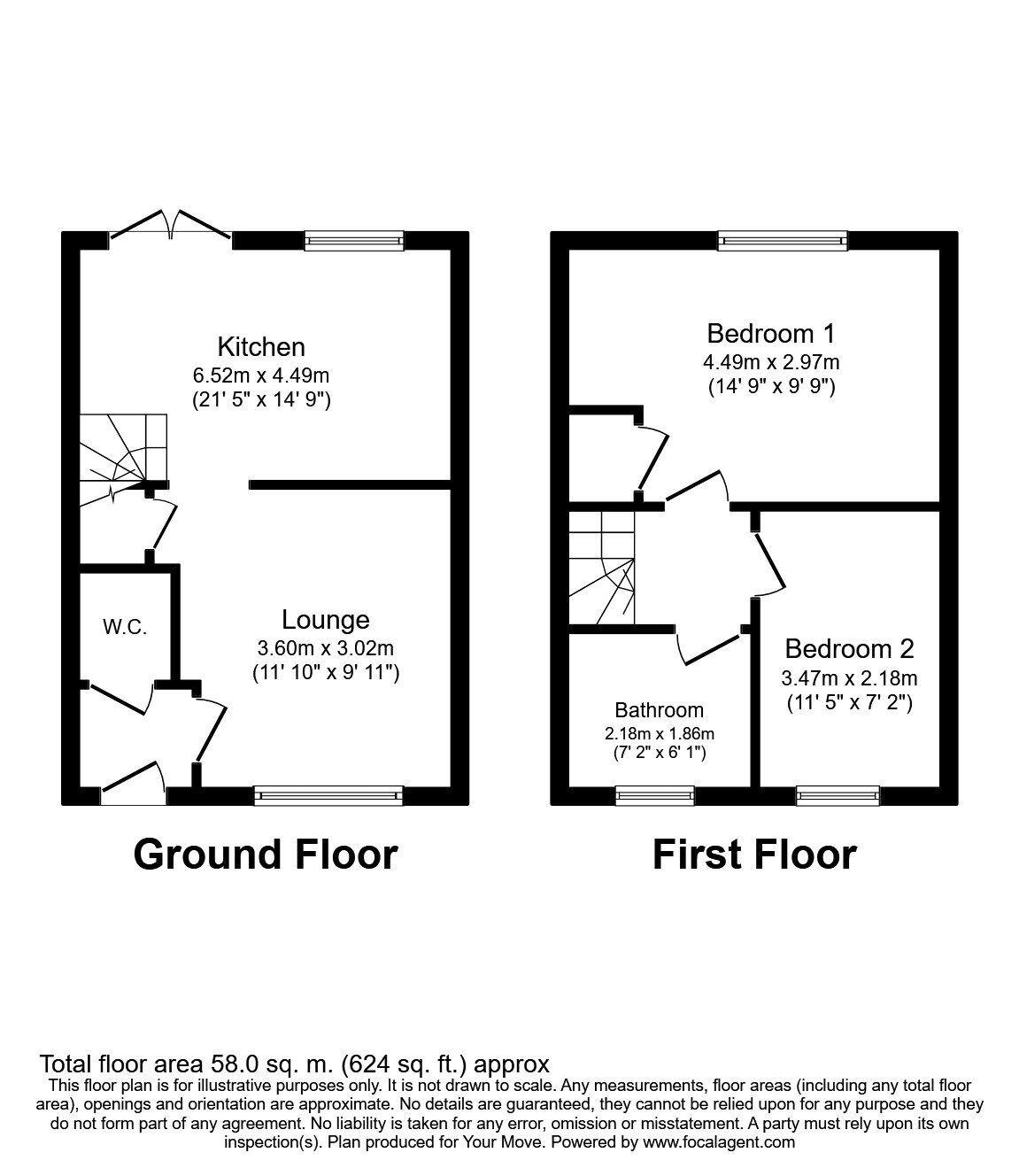 Floorplan of 2 bedroom Semi Detached House to rent, Station Street, Castle Gresley, Derbyshire, DE11