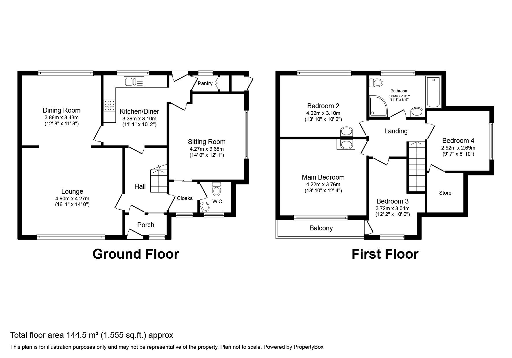 Floorplan of 4 bedroom Detached House for sale, Berry Hedge Lane, Burton-on-Trent, Staffordshire, DE15