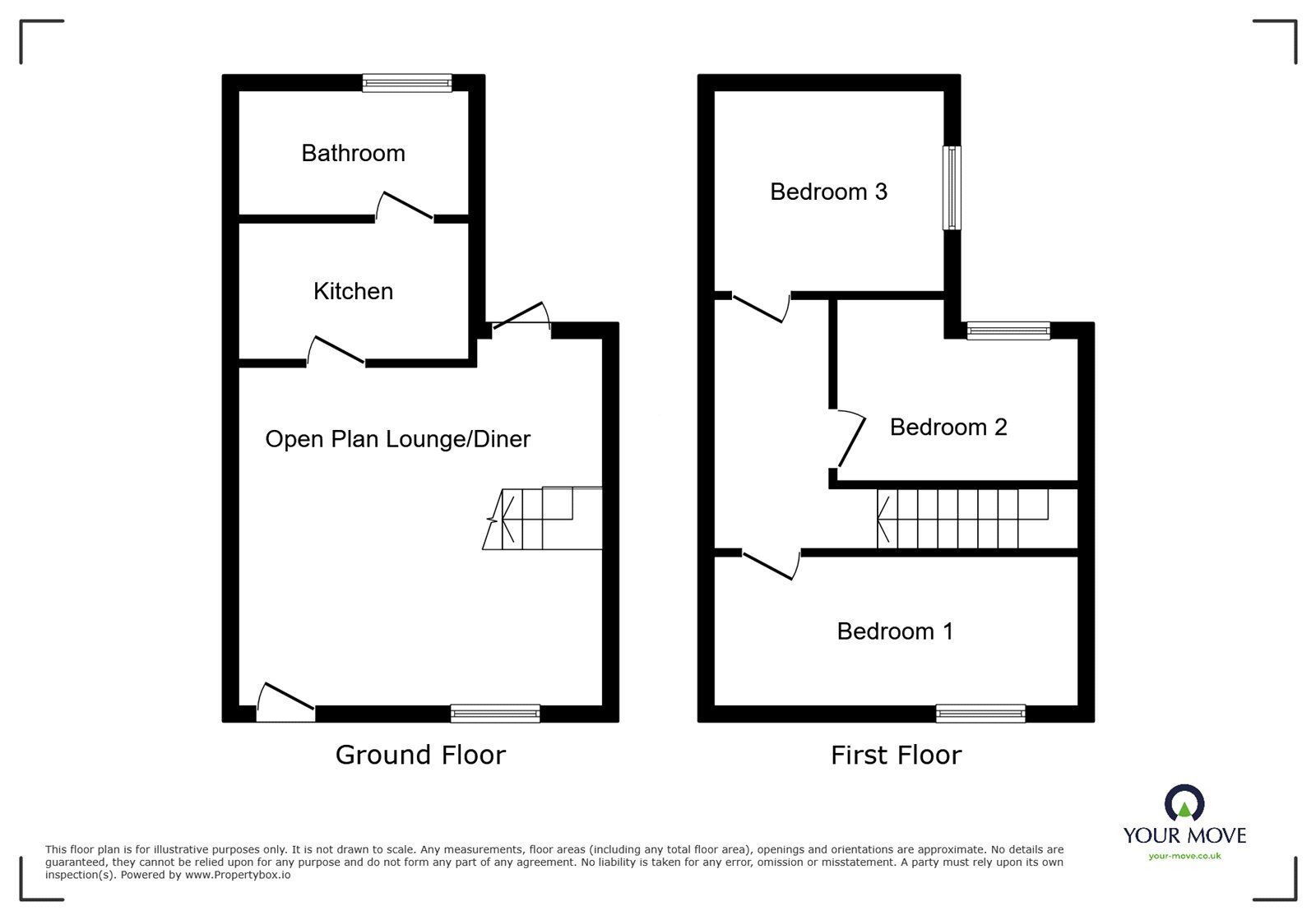Floorplan of 3 bedroom Mid Terrace House to rent, Derby Road, Swadlincote, Derbyshire, DE11