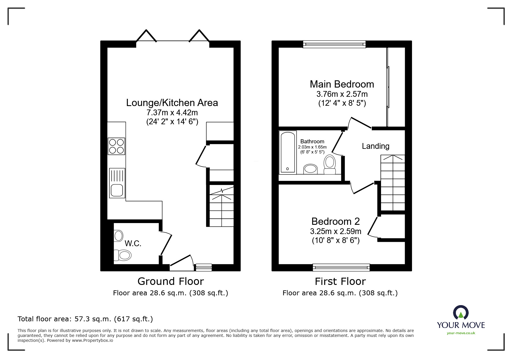 Floorplan of 2 bedroom Semi Detached House for sale, Moonstone Way, Newhall, Derbyshire, DE11