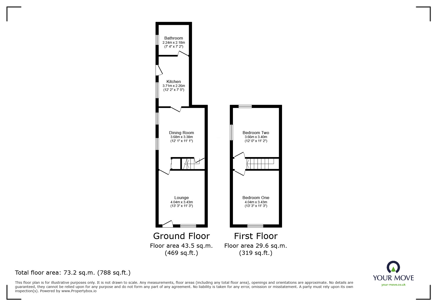 Floorplan of 2 bedroom End Terrace Property for sale, Clifton Road, Netherseal, Derbyshire, DE12