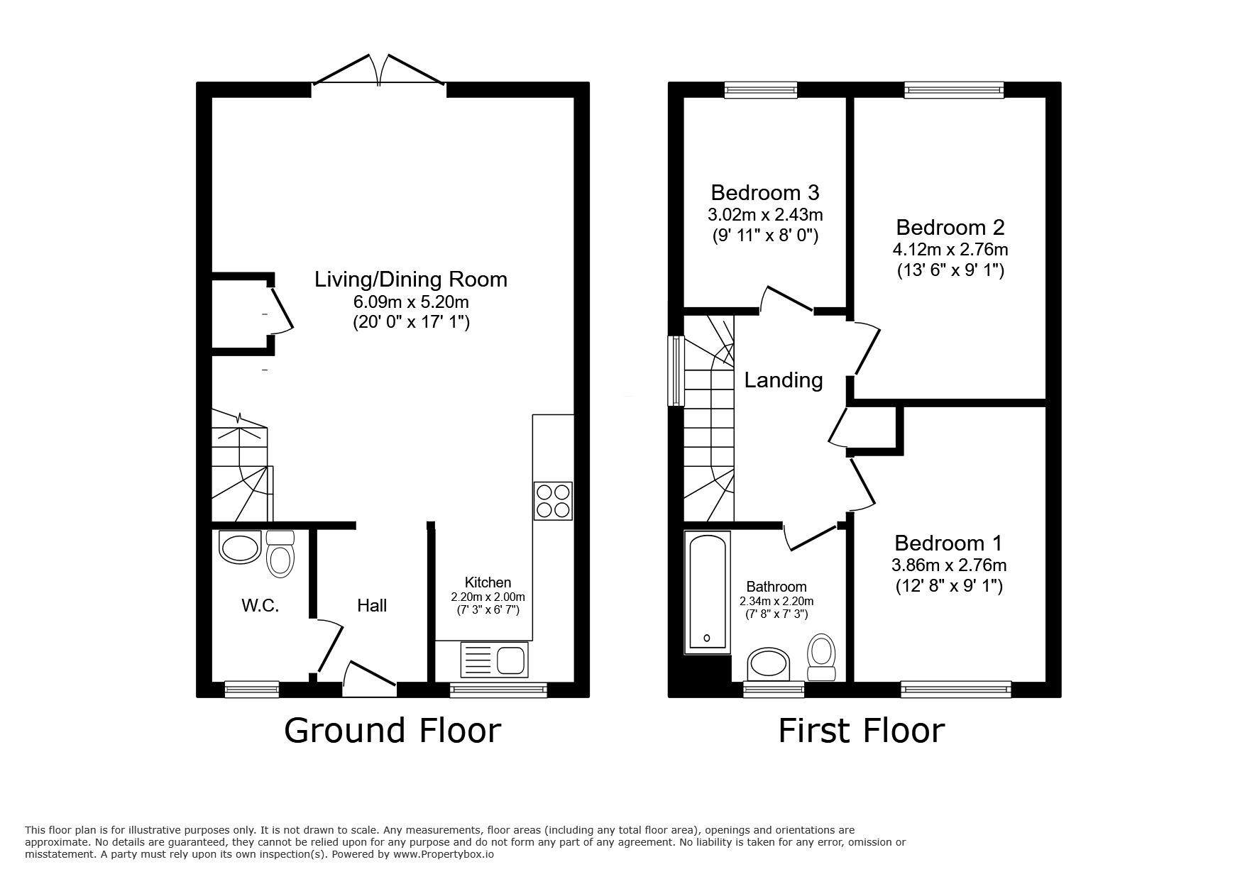 Floorplan of 3 bedroom Semi Detached House for sale, Beryl Close, Newhall, Derbyshire, DE11