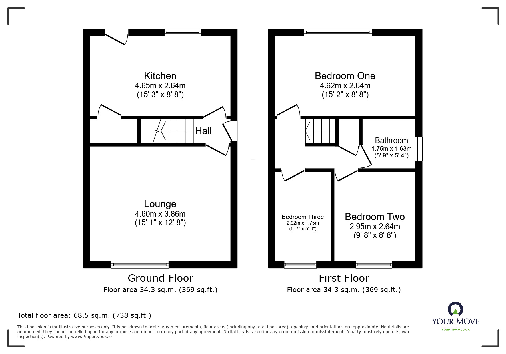 Floorplan of 3 bedroom Semi Detached House for sale, Cotswold Close, Swadlincote, Derbyshire, DE11