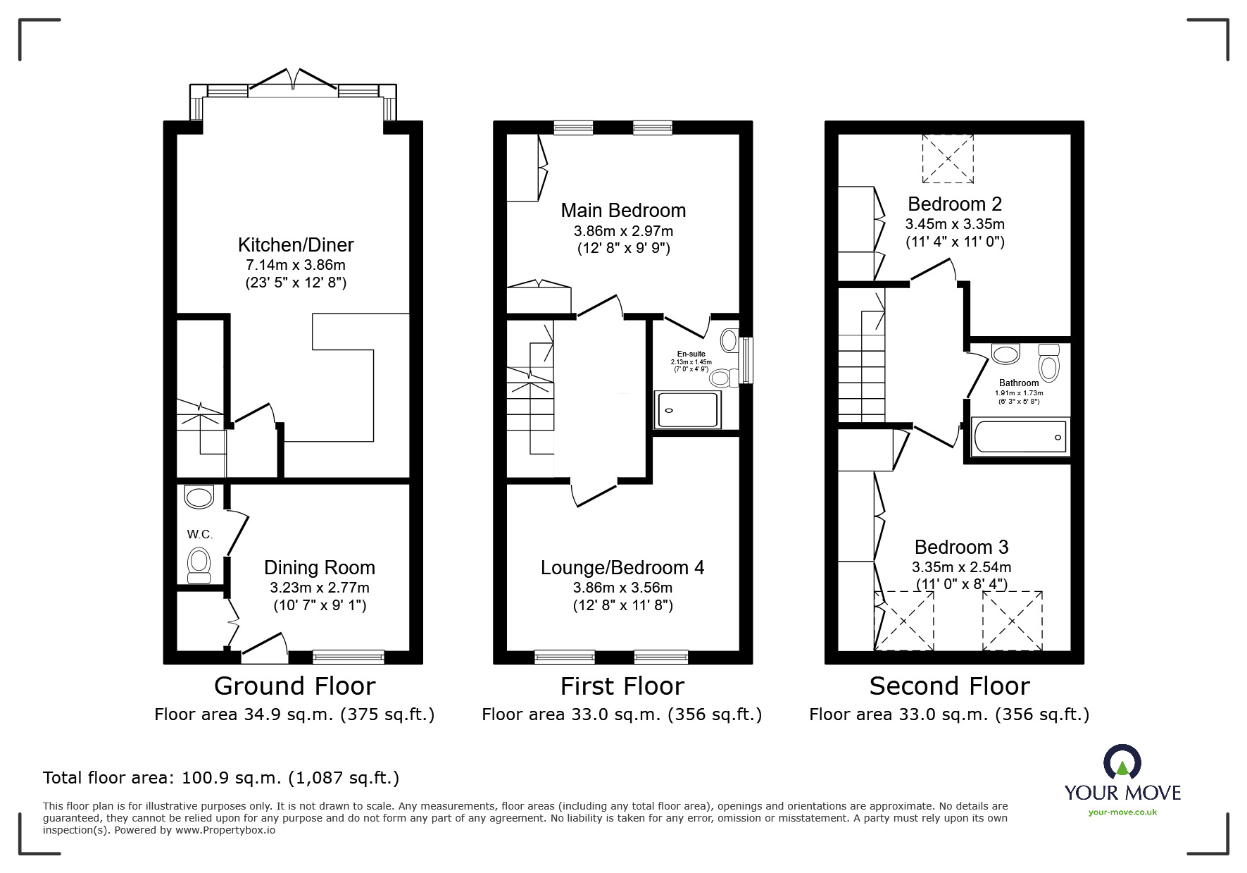 Floorplan of 3 bedroom Detached House for sale, Hope Way, Church Gresley, Derbyshire, DE11