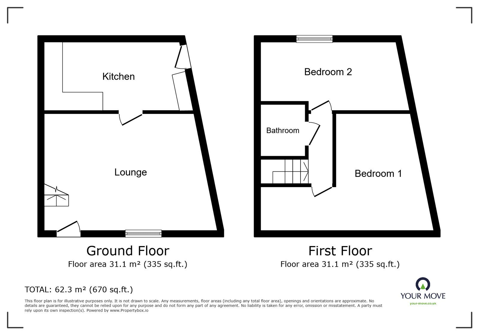 Floorplan of 2 bedroom End Terrace House to rent, High Street, Newhall, Derbyshire, DE11