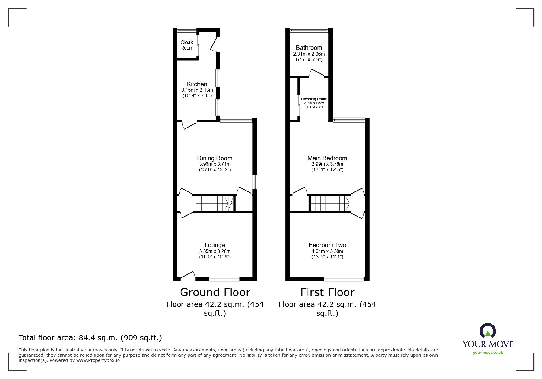 Floorplan of 2 bedroom Semi Detached House for sale, Linton Road, Castle Gresley, Derbyshire, DE11