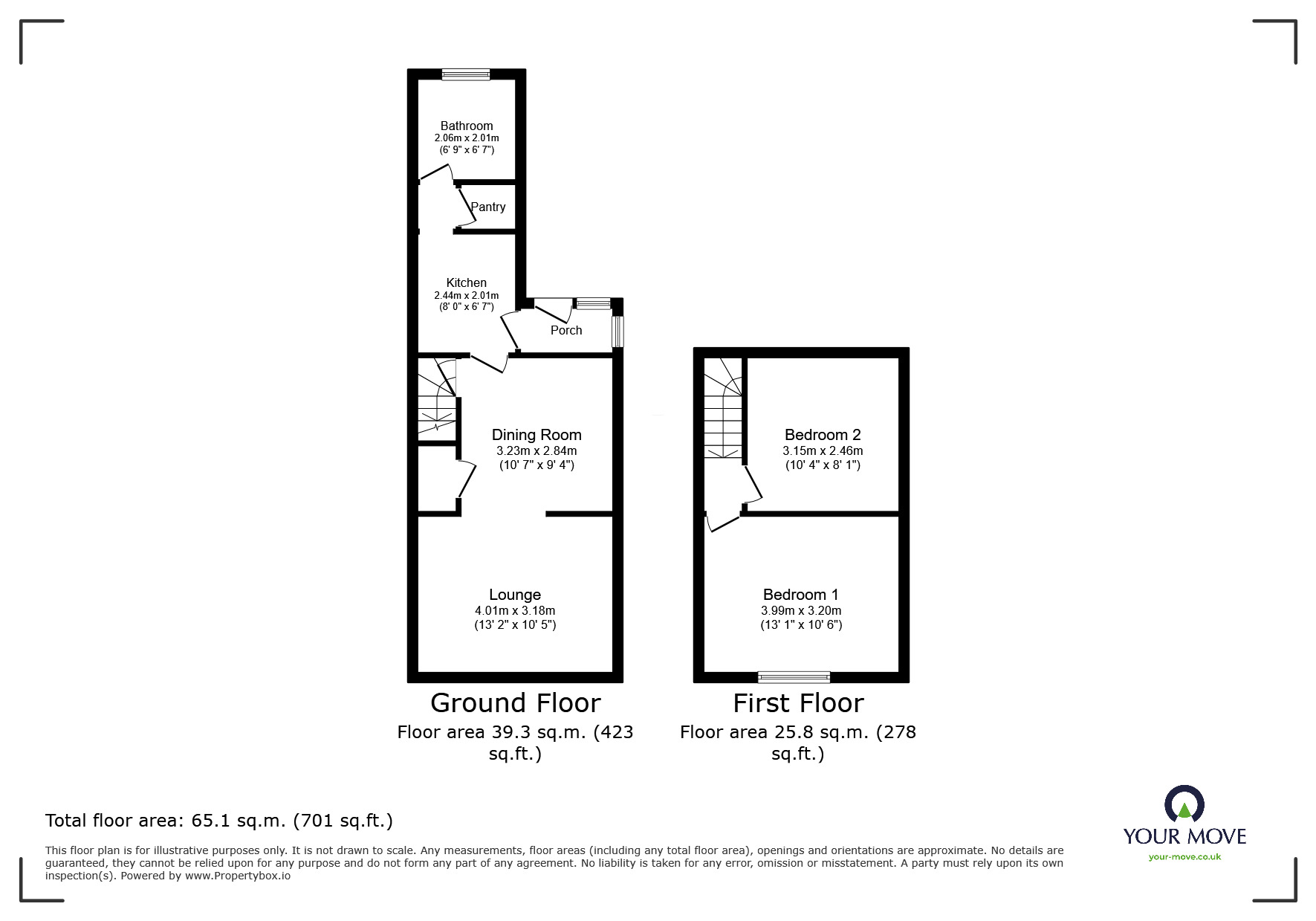 Floorplan of 2 bedroom Mid Terrace House for sale, Oversetts Road, Newhall, Derbyshire, DE11