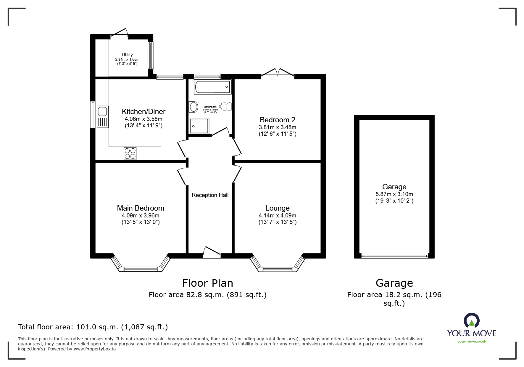 Floorplan of 2 bedroom Detached Bungalow for sale, Westfield Road, Swadlincote, Derbyshire, DE11
