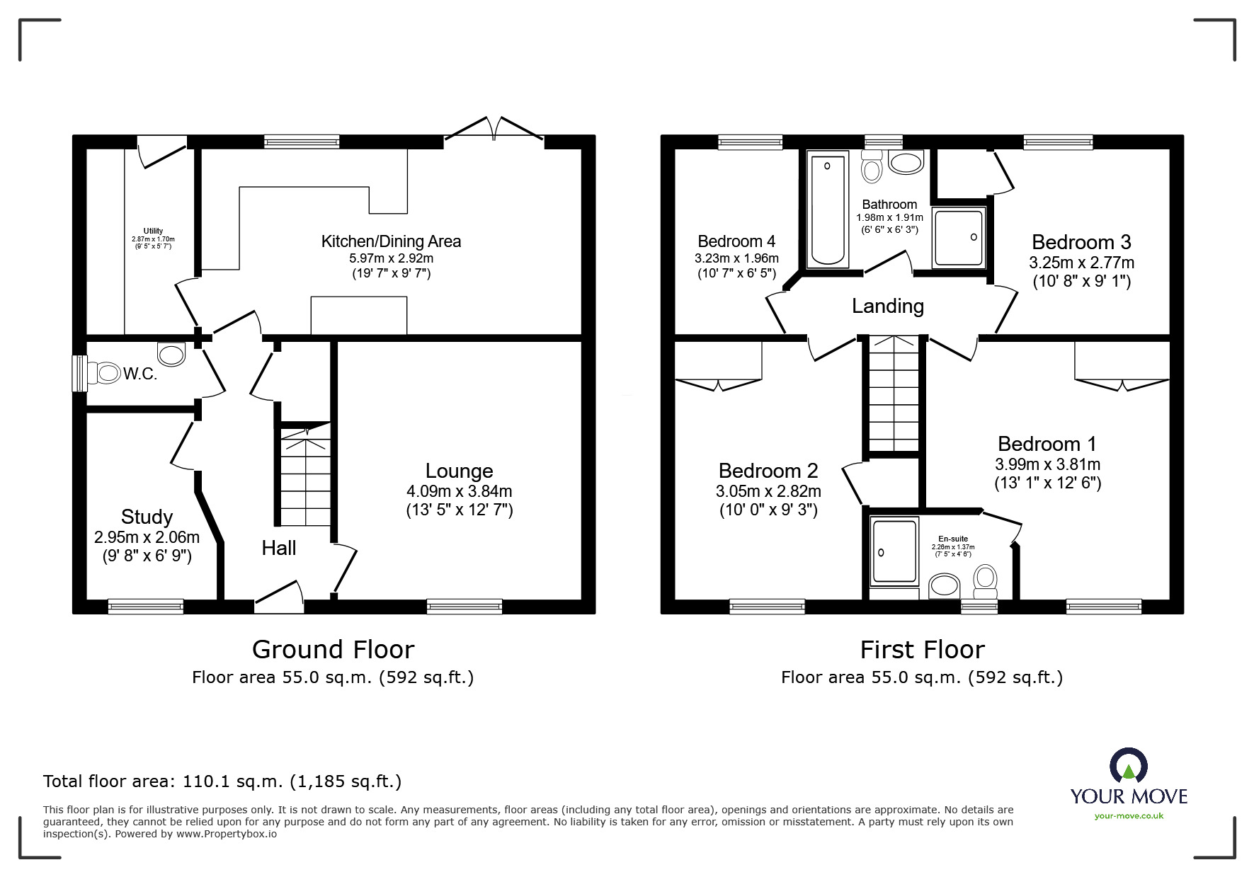 Floorplan of 4 bedroom Detached House for sale, Hewer Drive, Castle Gresley, Derbyshire, DE11