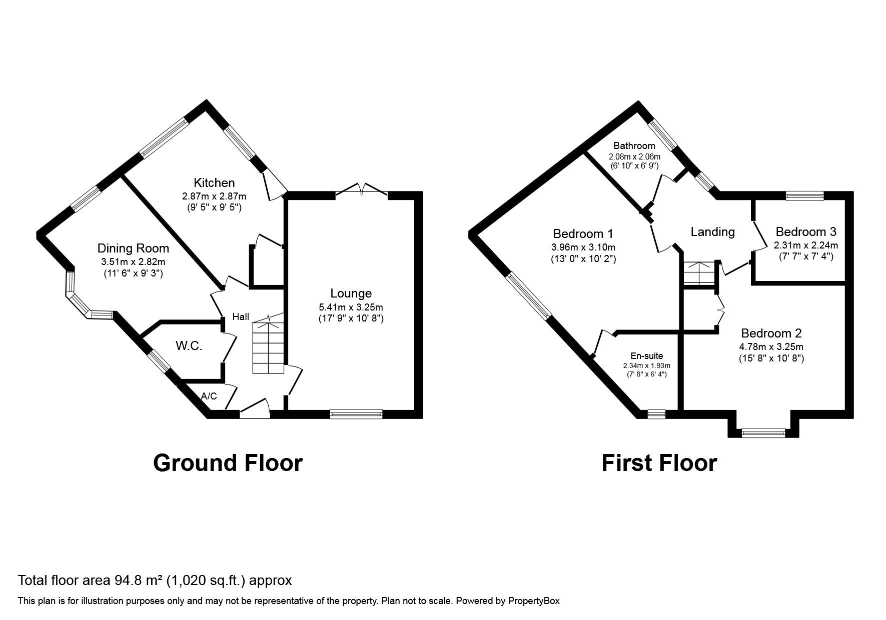 Floorplan of 3 bedroom Detached House for sale, Suffolk Way, Church Gresley, Derbyshire, DE11