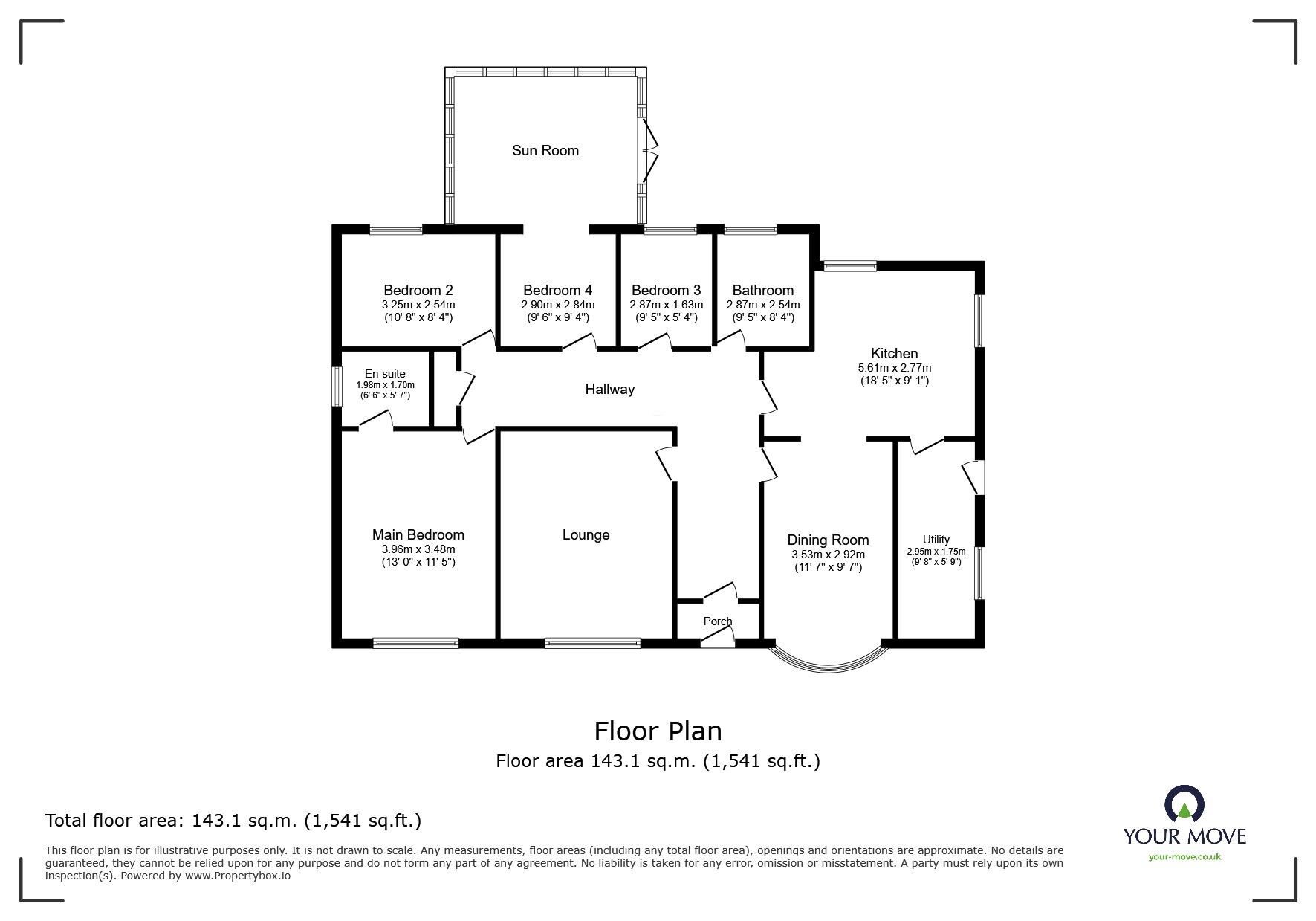 Floorplan of 4 bedroom Detached Bungalow for sale, Ladyfields, Sandcliffe Road, Swadlincote, DE11