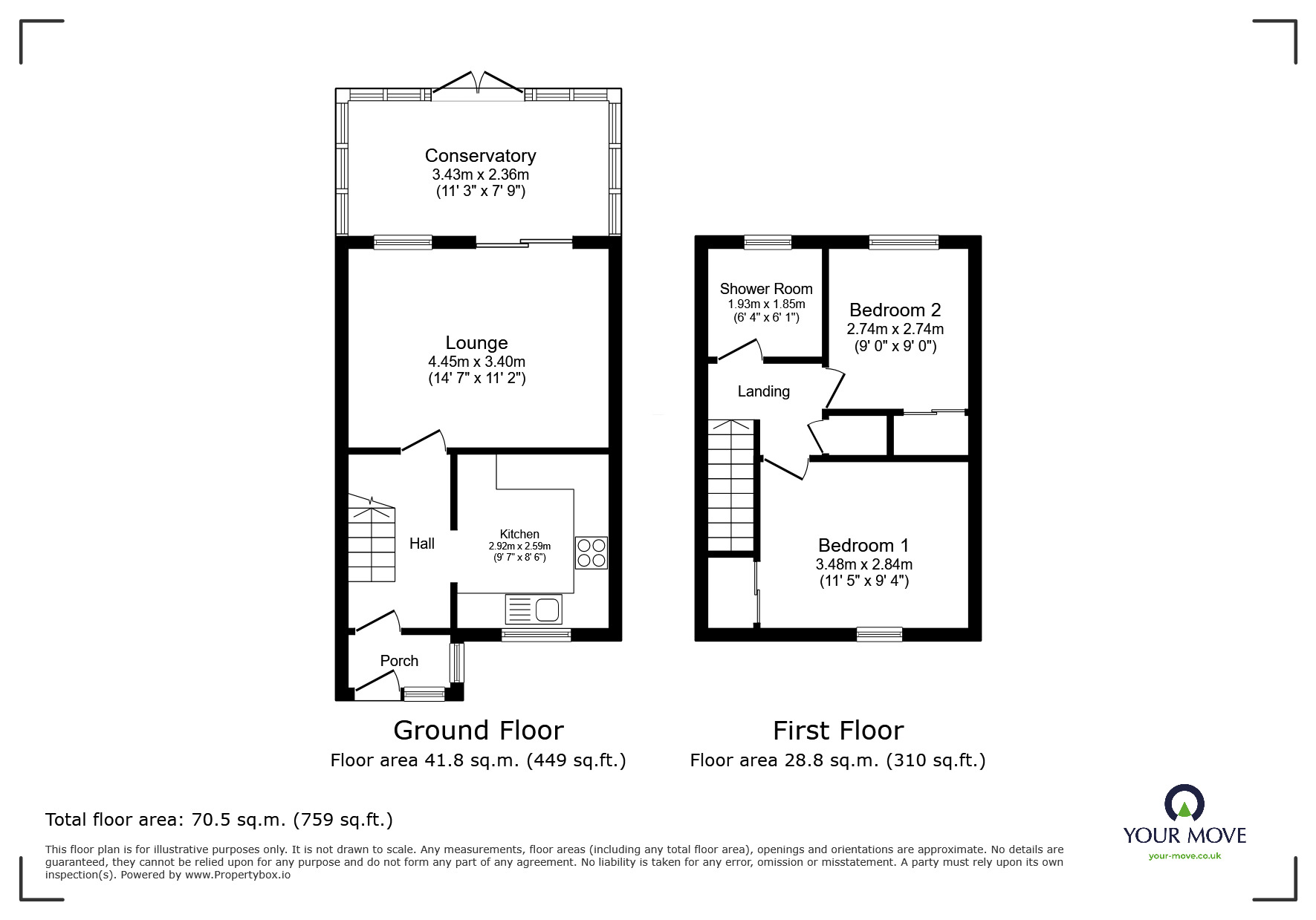 Floorplan of 2 bedroom Semi Detached House for sale, Oxford Street, Church Gresley, Derbyshire, DE11