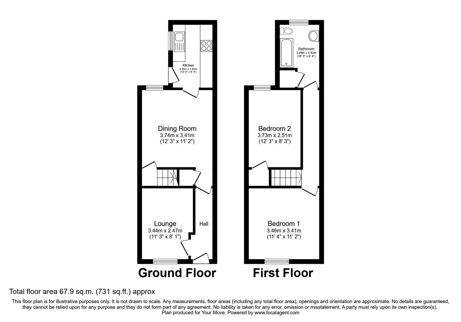 Floorplan of 2 bedroom Mid Terrace House to rent, Dean Street, Derby, Derbyshire, DE22